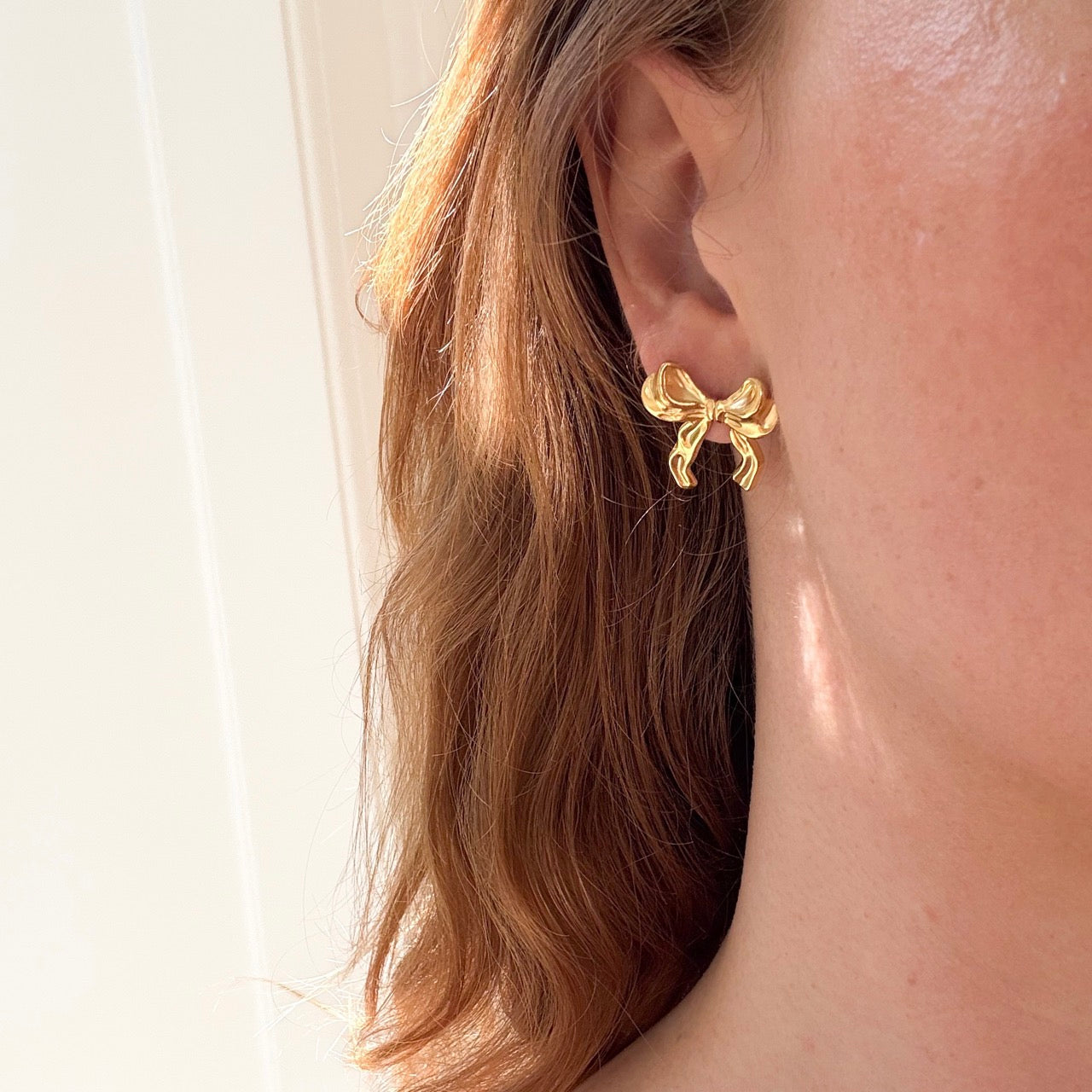 Chunky Sløjfe Stud Øreringe Guldbelagt