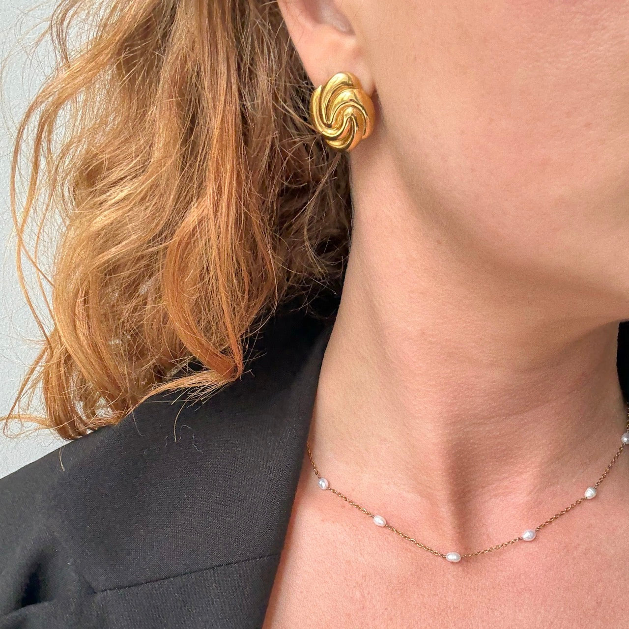 Oval Fold Øreringe Guldbelagt