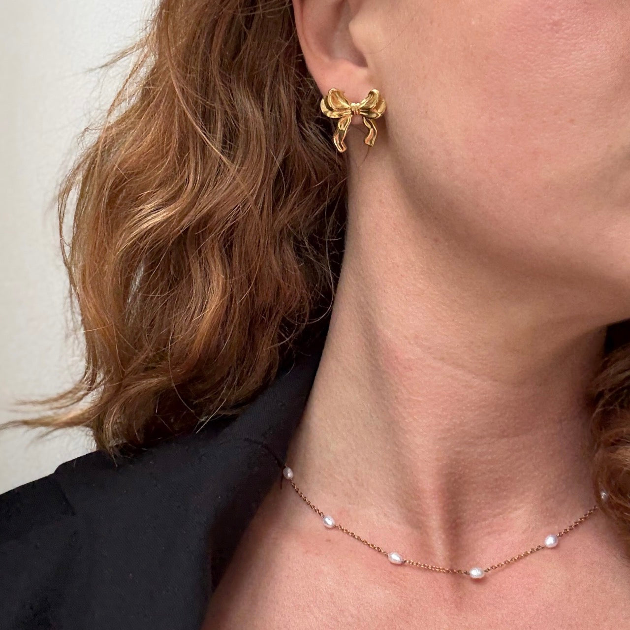 Chunky Sløjfe Stud Guldbelagt