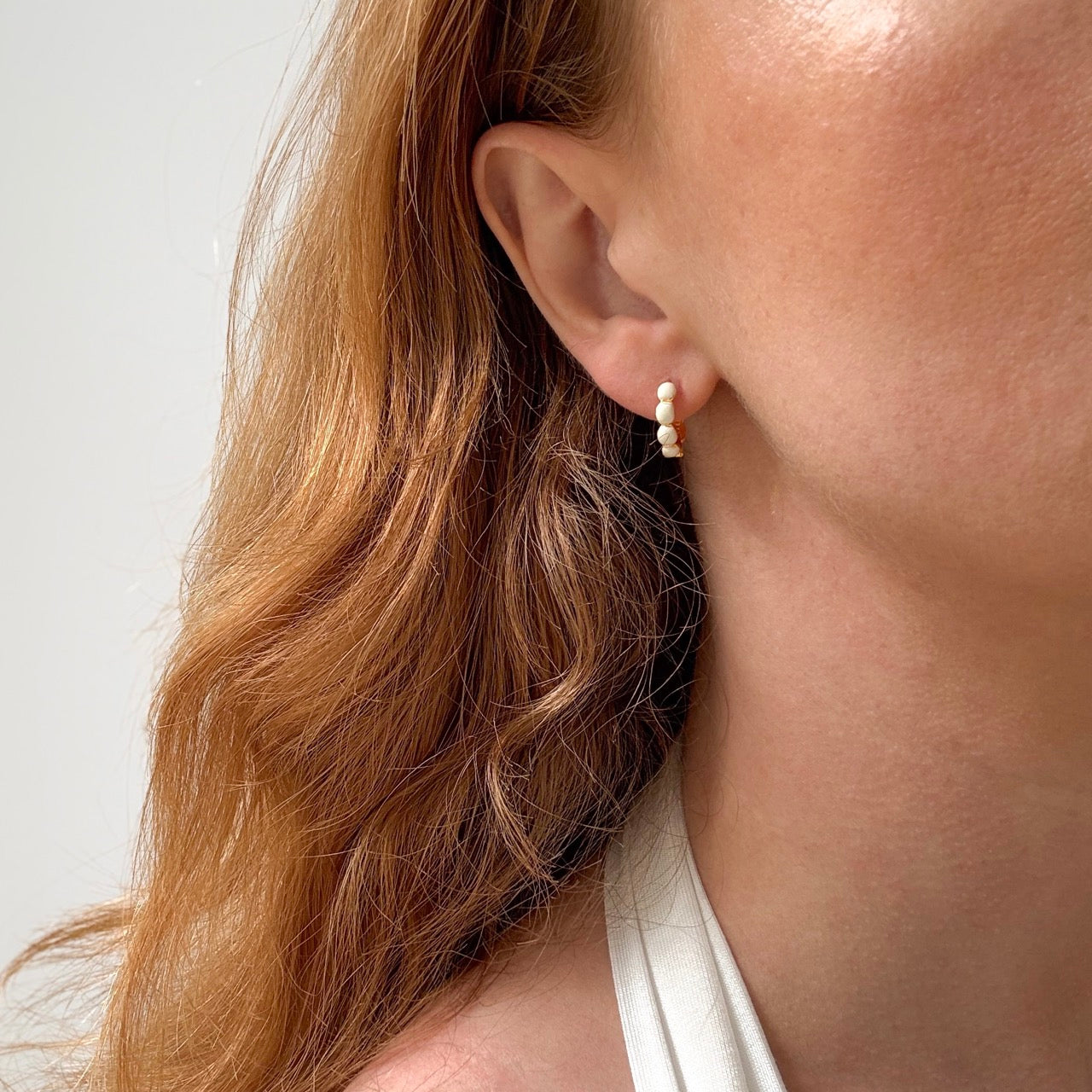 Boble Hoop Creme 14 mm Guldbelagt