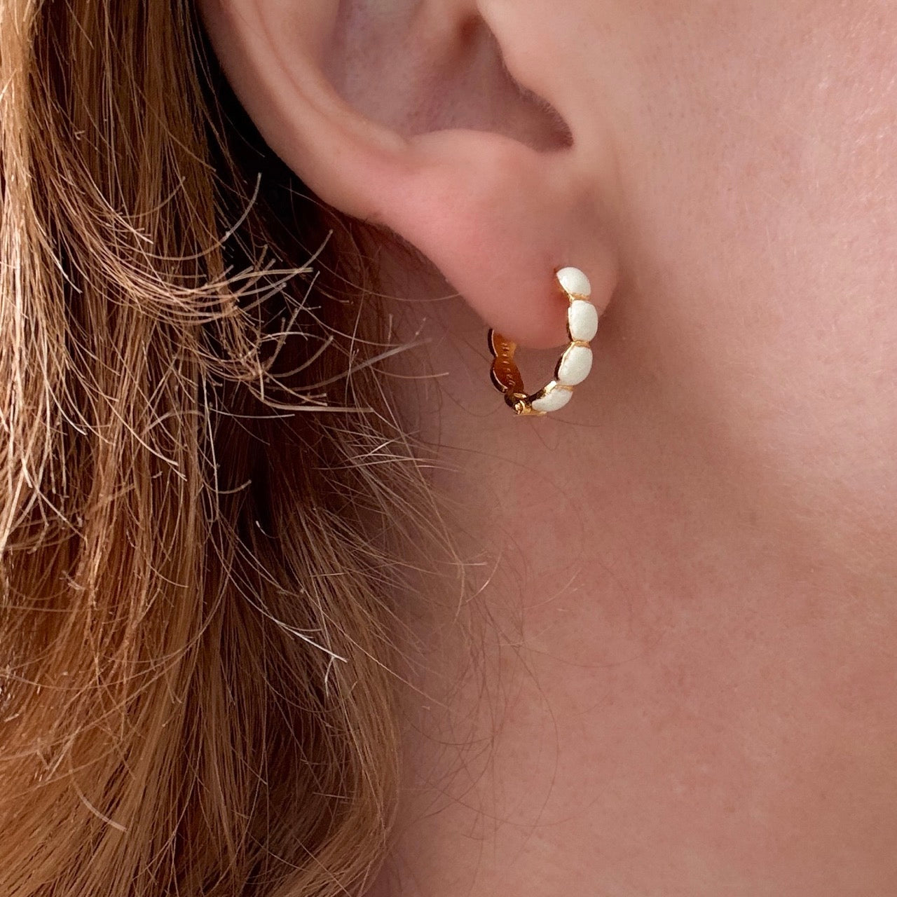 Boble Hoop Creme 14 mm Guldbelagt