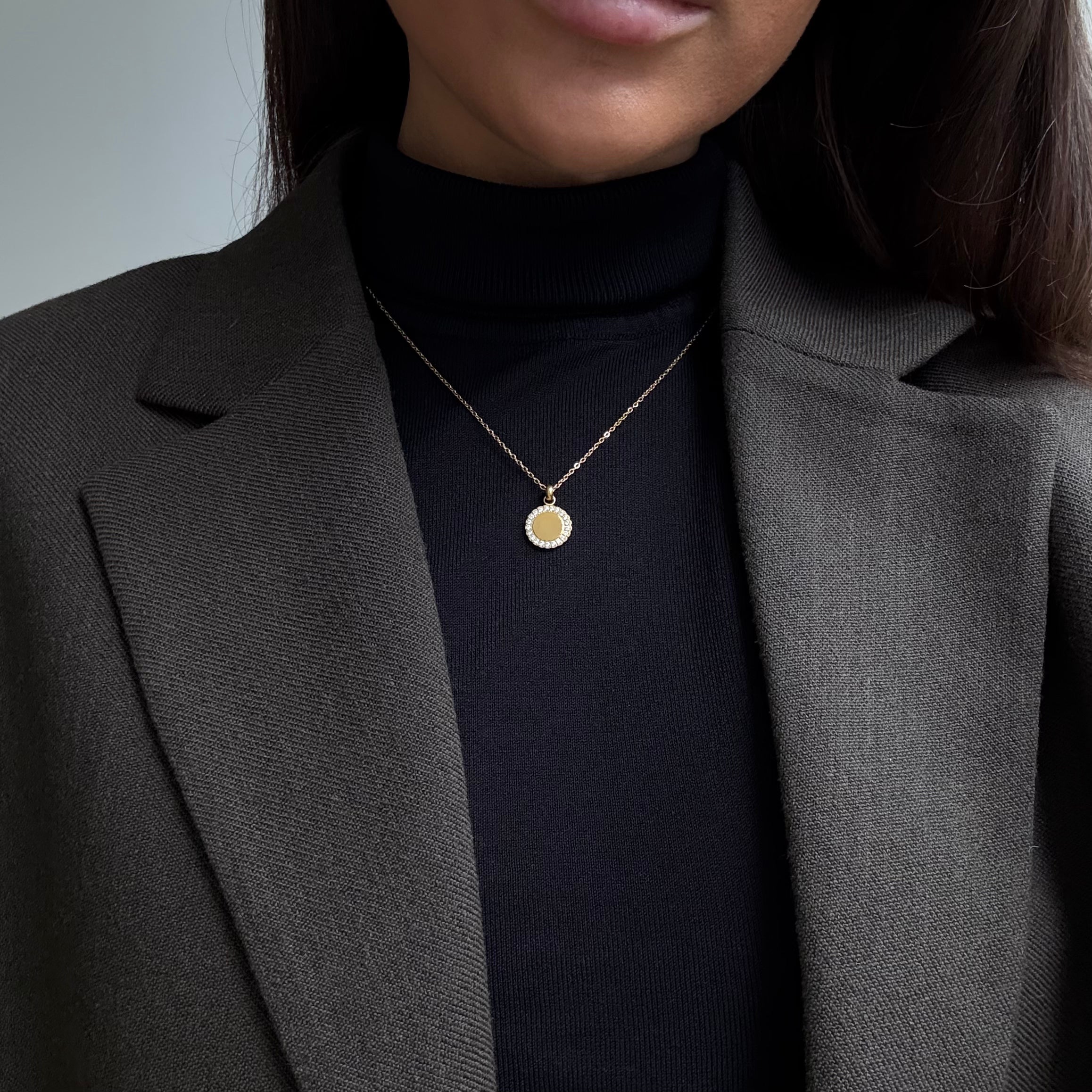 Krystal Halskæde med Initialer Guldbelagt