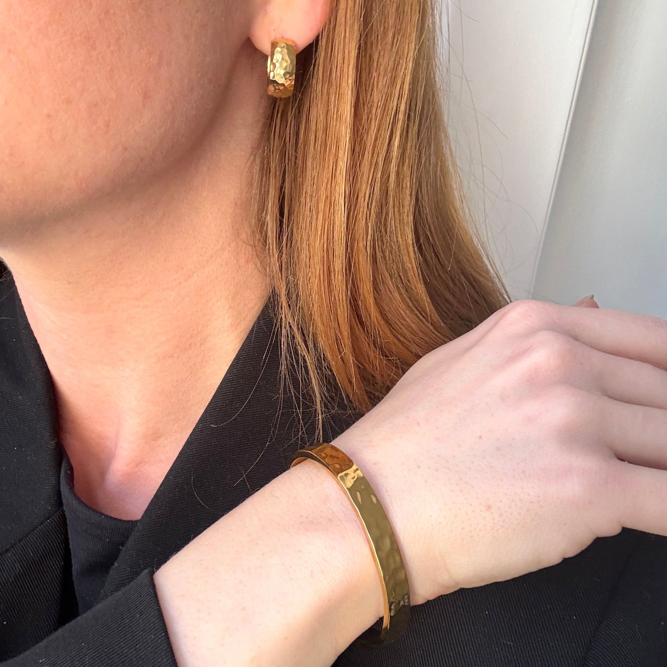 Hamret Bangle Indgravering og Mini Hoop Sæt