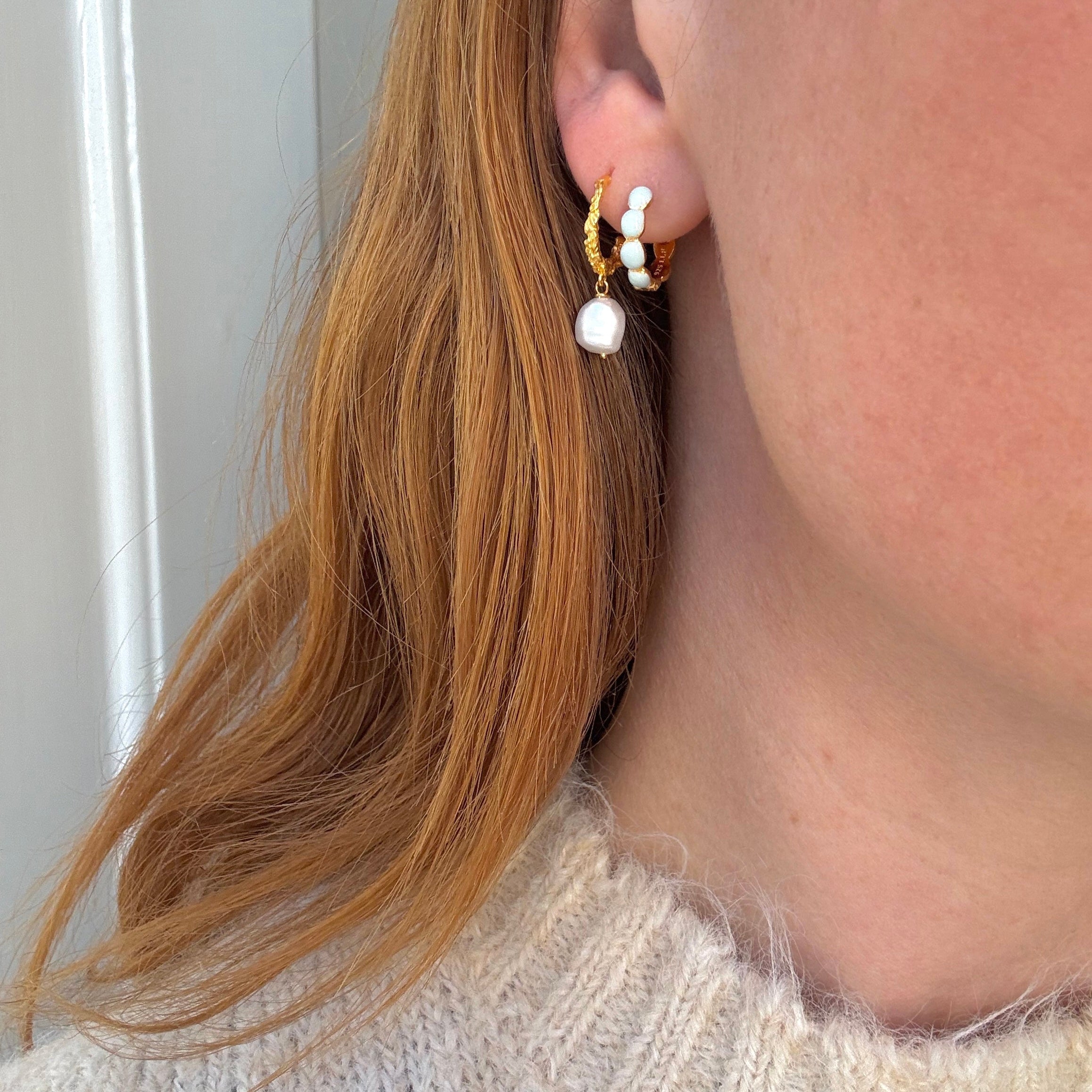 Boble Hoop Blå Guldbelagt