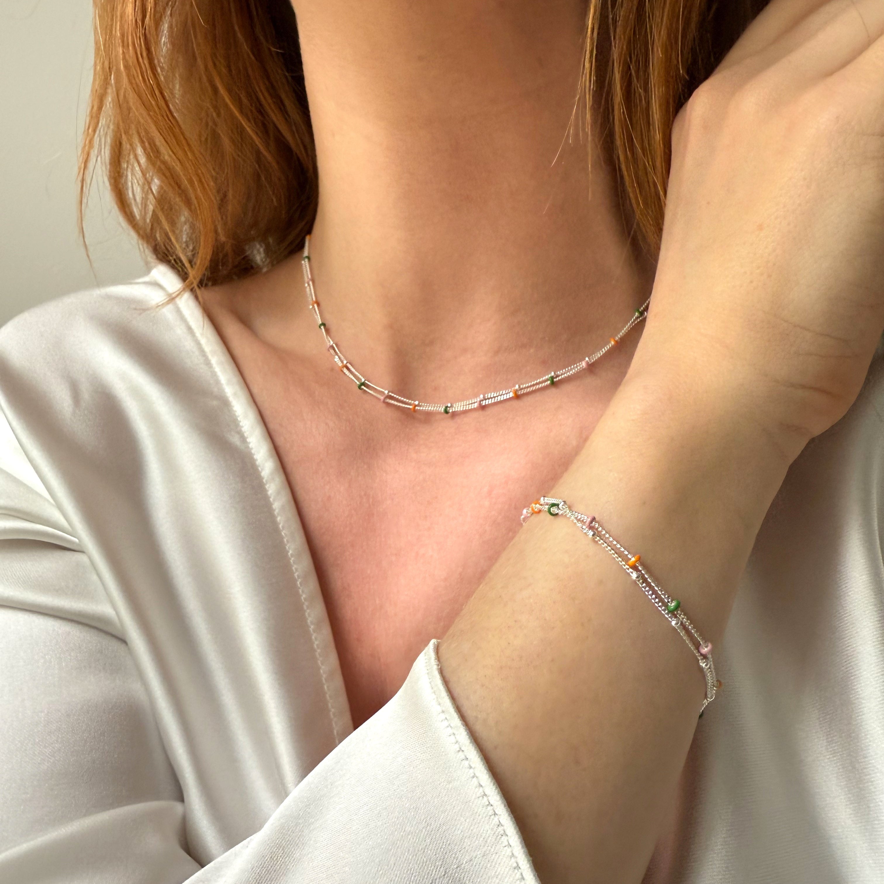 Double Dots Halskæde Sølv