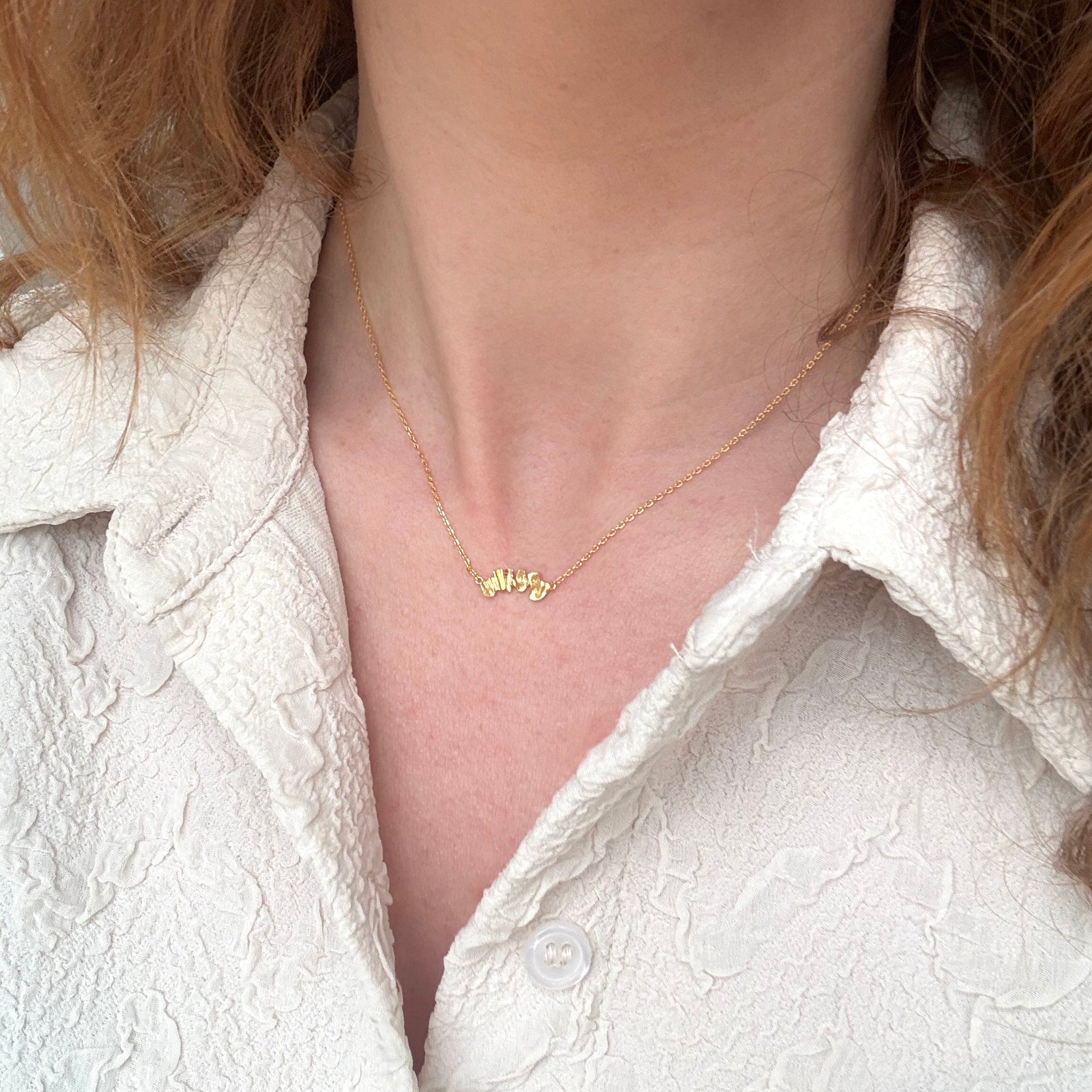 Wave Plade Halskæde Guldbelagt