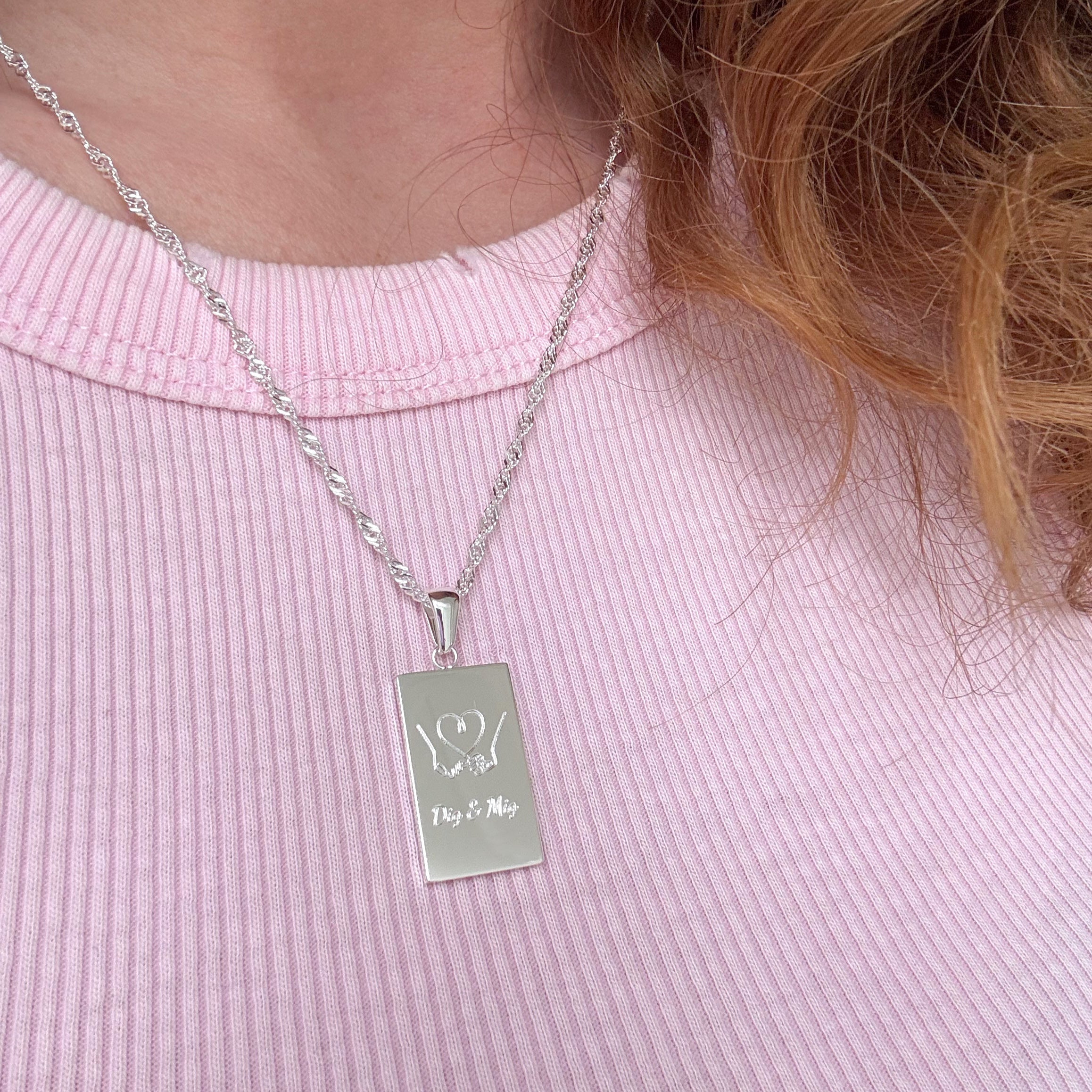 Personlig Firkantet Halskæde Vedhæng med Navn