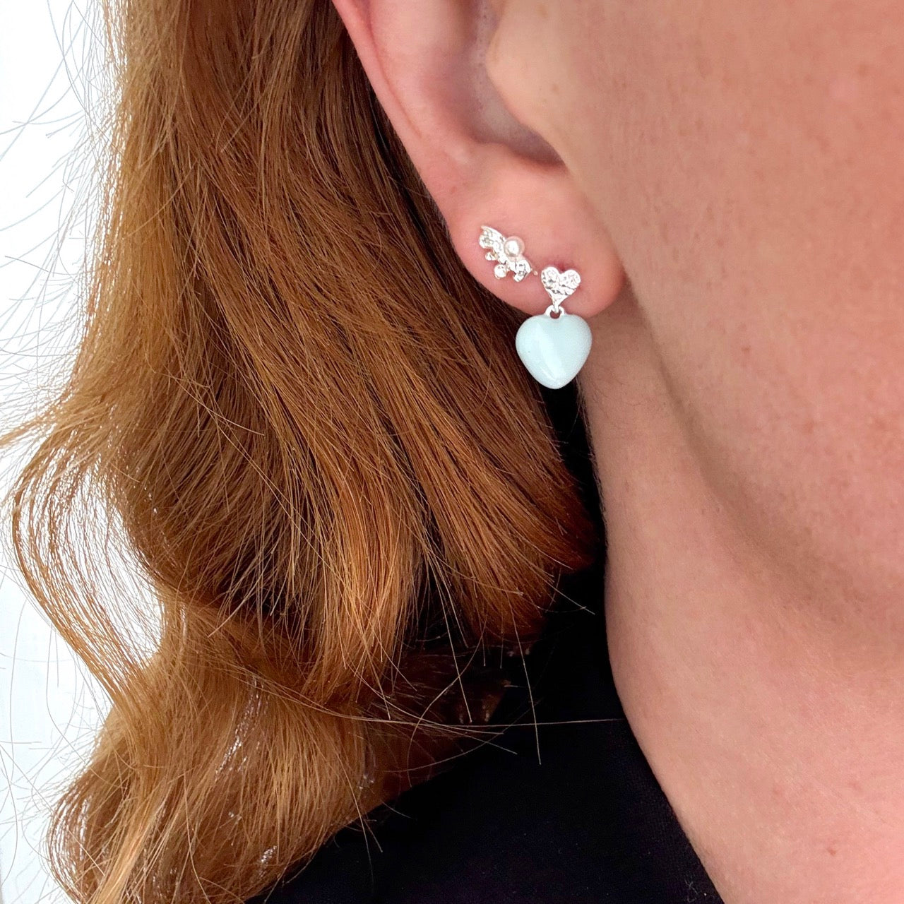 Wave Perle Stud Sølvbelagt