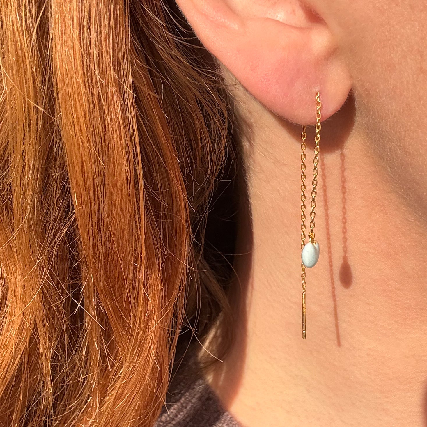 Blåt Hjerte Kædeørering Guldbelagt