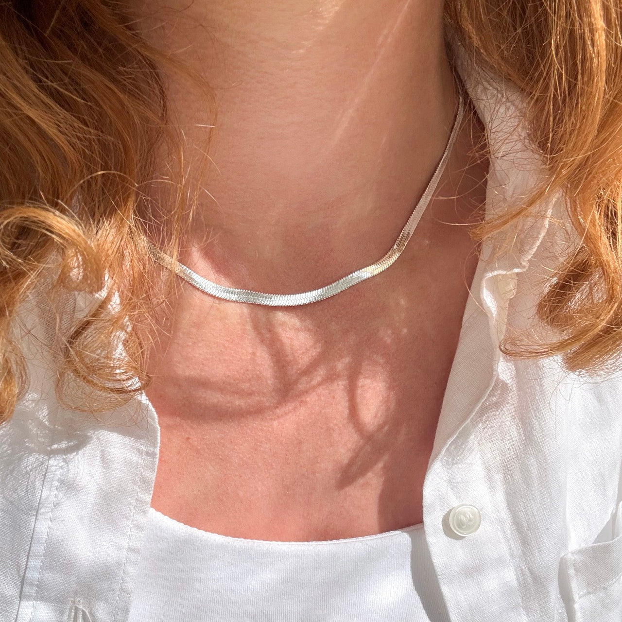 Flad Slange Halskæde 4mm Sølvbelagt