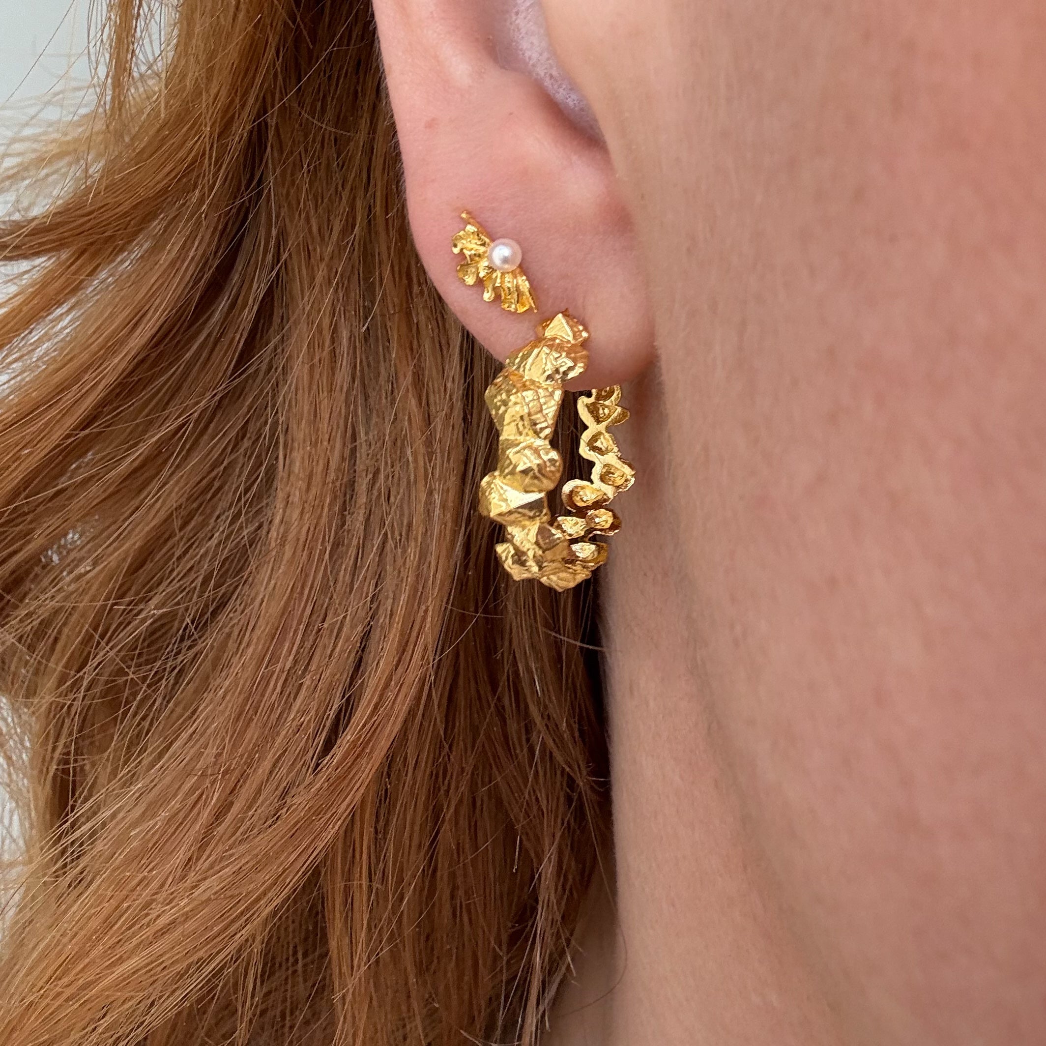 Chunky Edge Hoop Guldbelagt