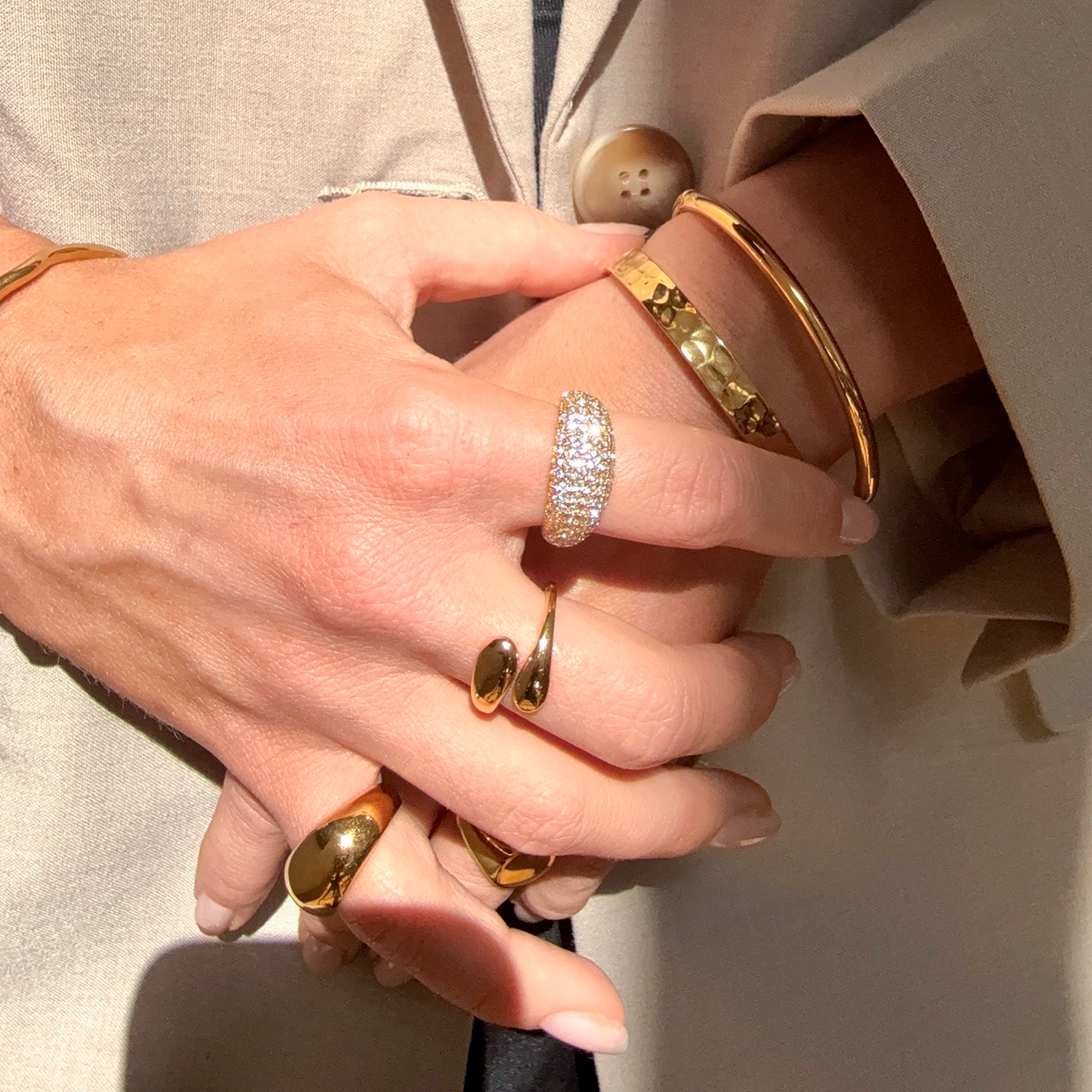 Krystal Dome Ring Guldbelagt
