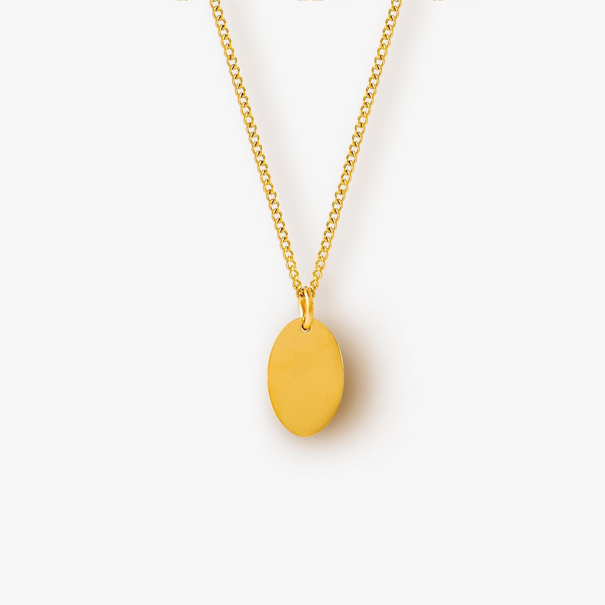 Oval Plain Plade Halskæde