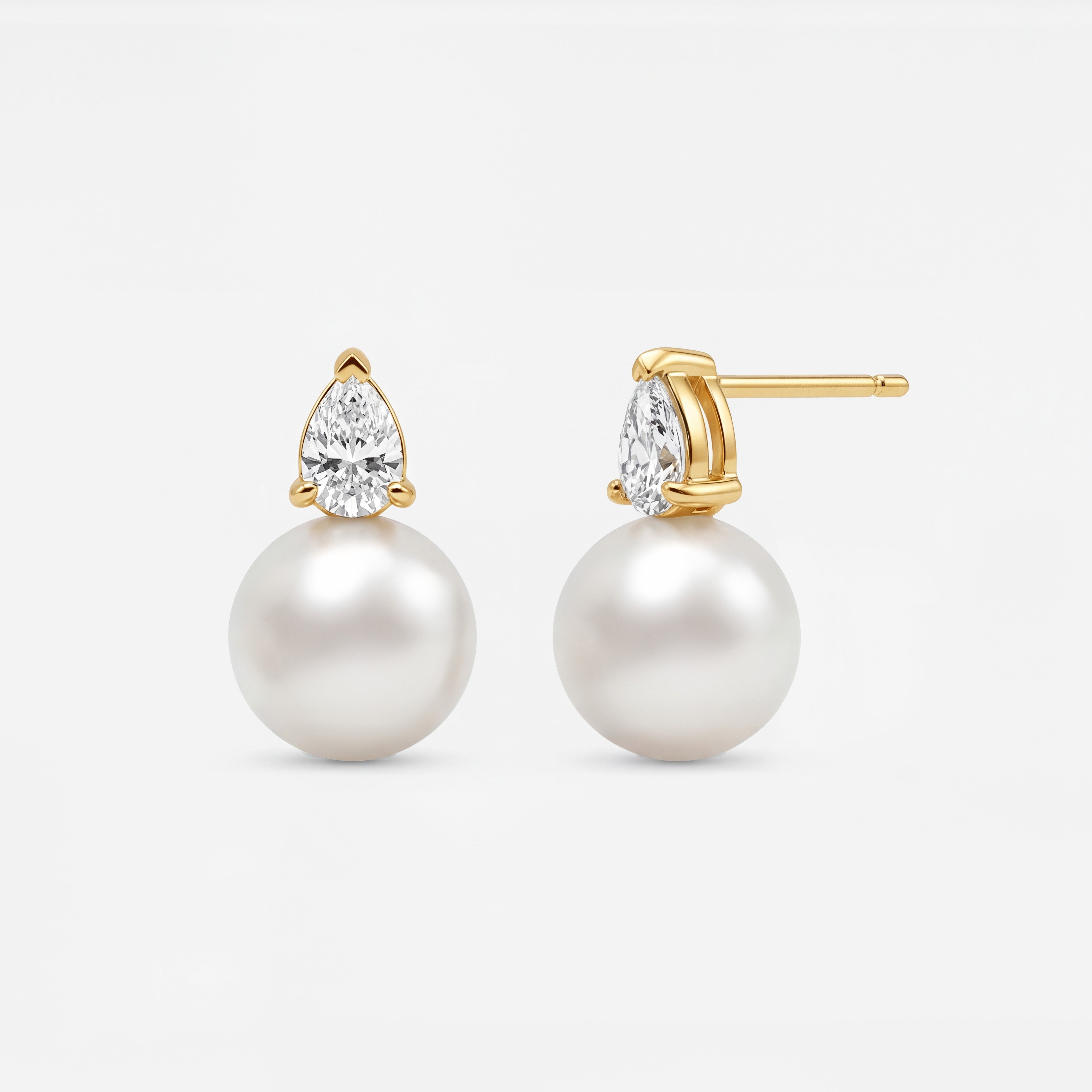 Krystal Perle stud Guldbelagt