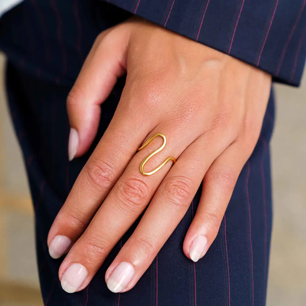 Wave og Slange Sæt: 1 halskæde, 1 ørering & 1 ring