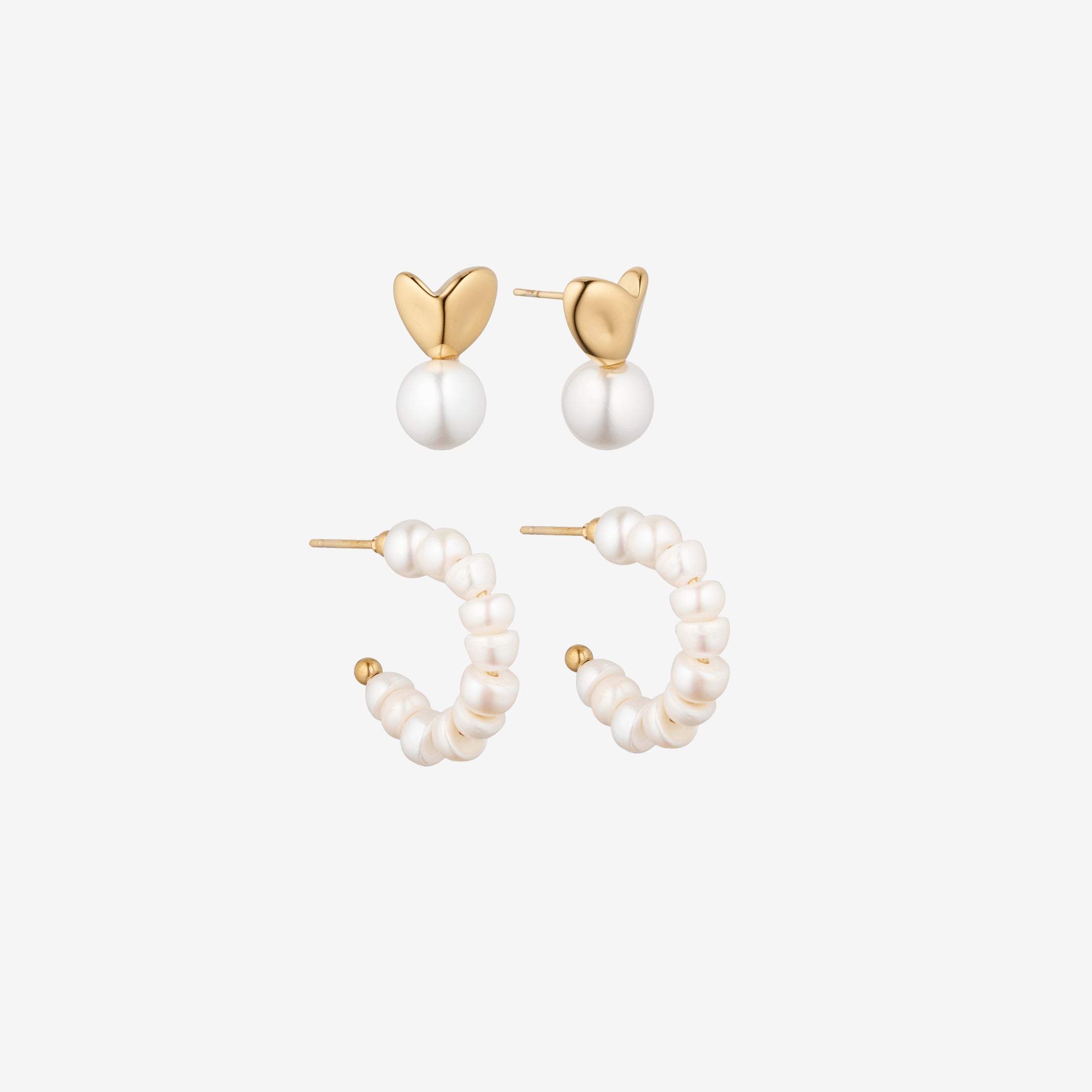 Perle Dome & Stud Sæt: 2 øreringe