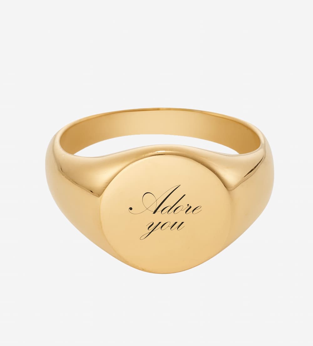 Farve Dot + Indgraverings Chunky Ring Sæt