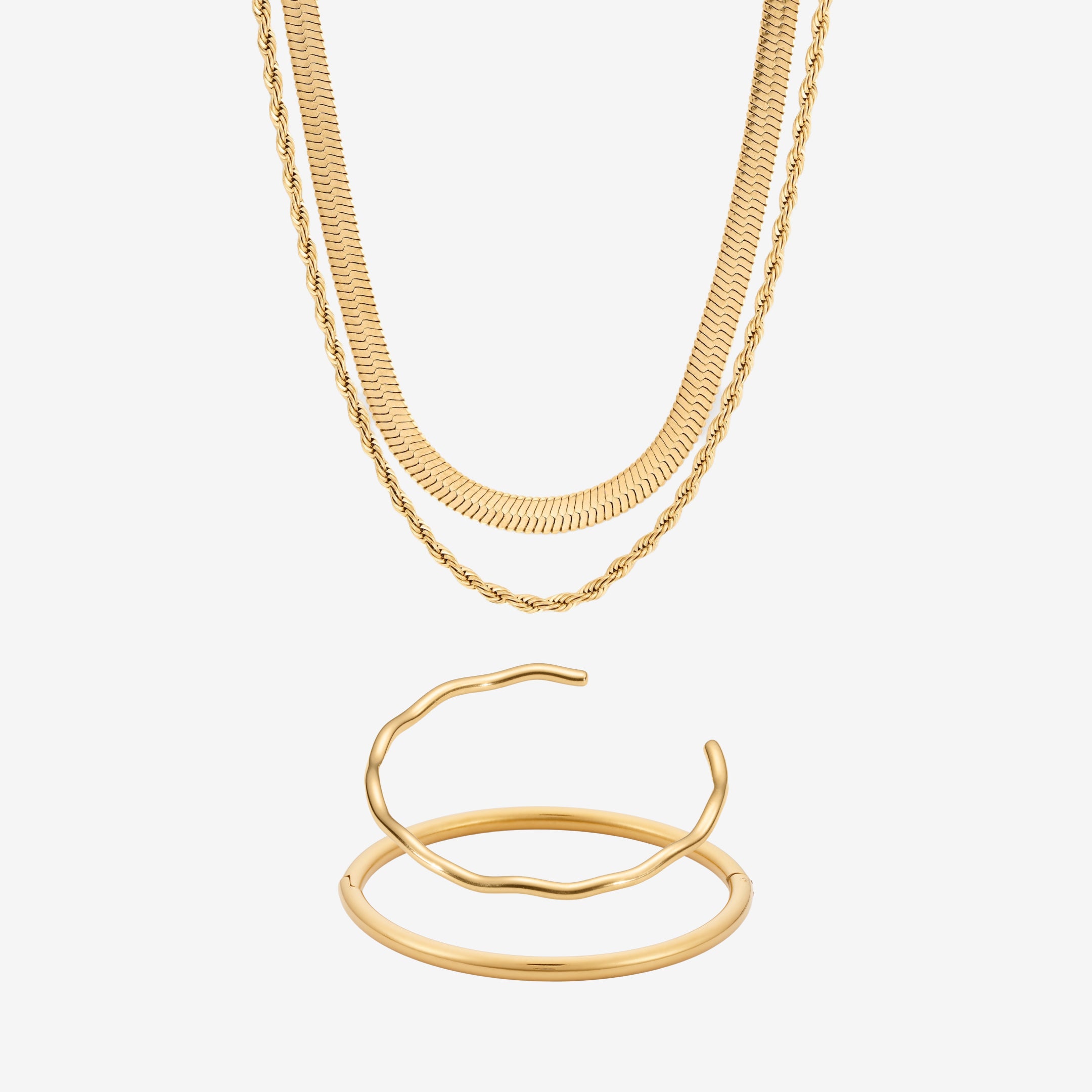 Rope og Bangle Sæt: 1 halskæde & 2 armbånd