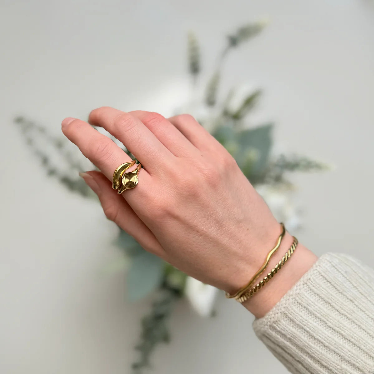 Sun og Bangle Sæt: 1 halskæde, 1 ring & 1 armbånd