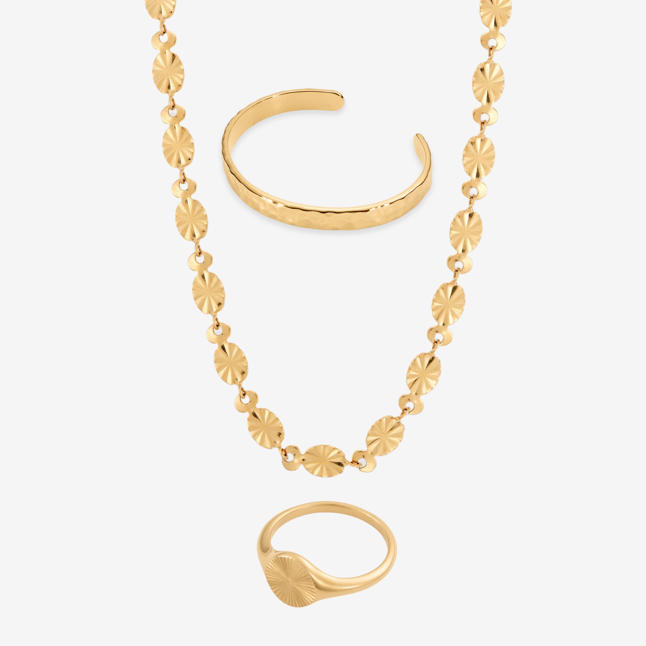 Sun og Bangle Sæt: 1 halskæde, 1 ring & 1 armbånd