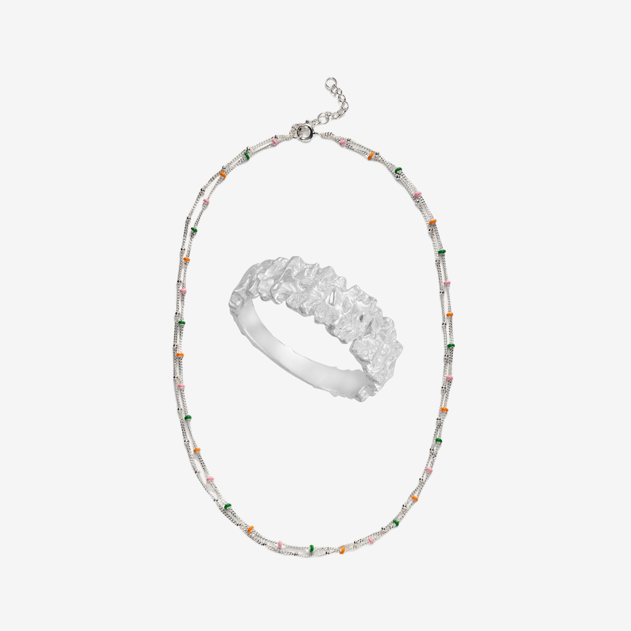 Multi Dot og Hamret Sølv Sæt