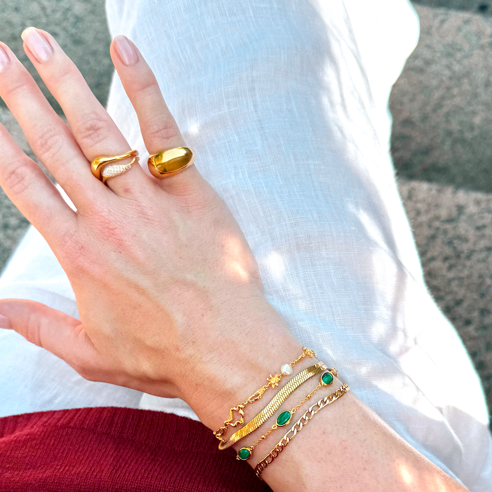 Wave Krystal Ring Guldbelagt