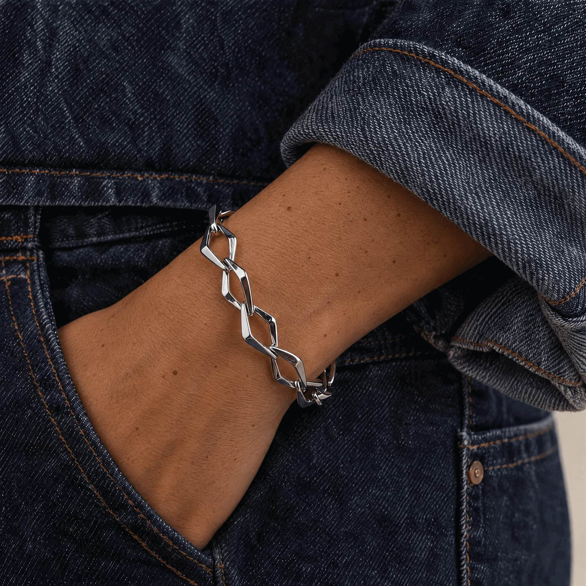Chunky Armbånd Sølvfarvet