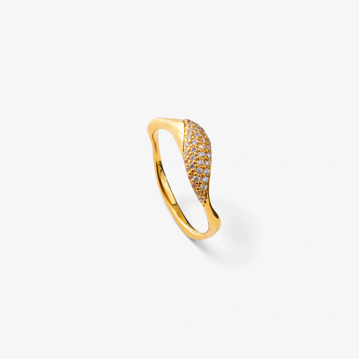 Wave Krystal Ring Guldbelagt
