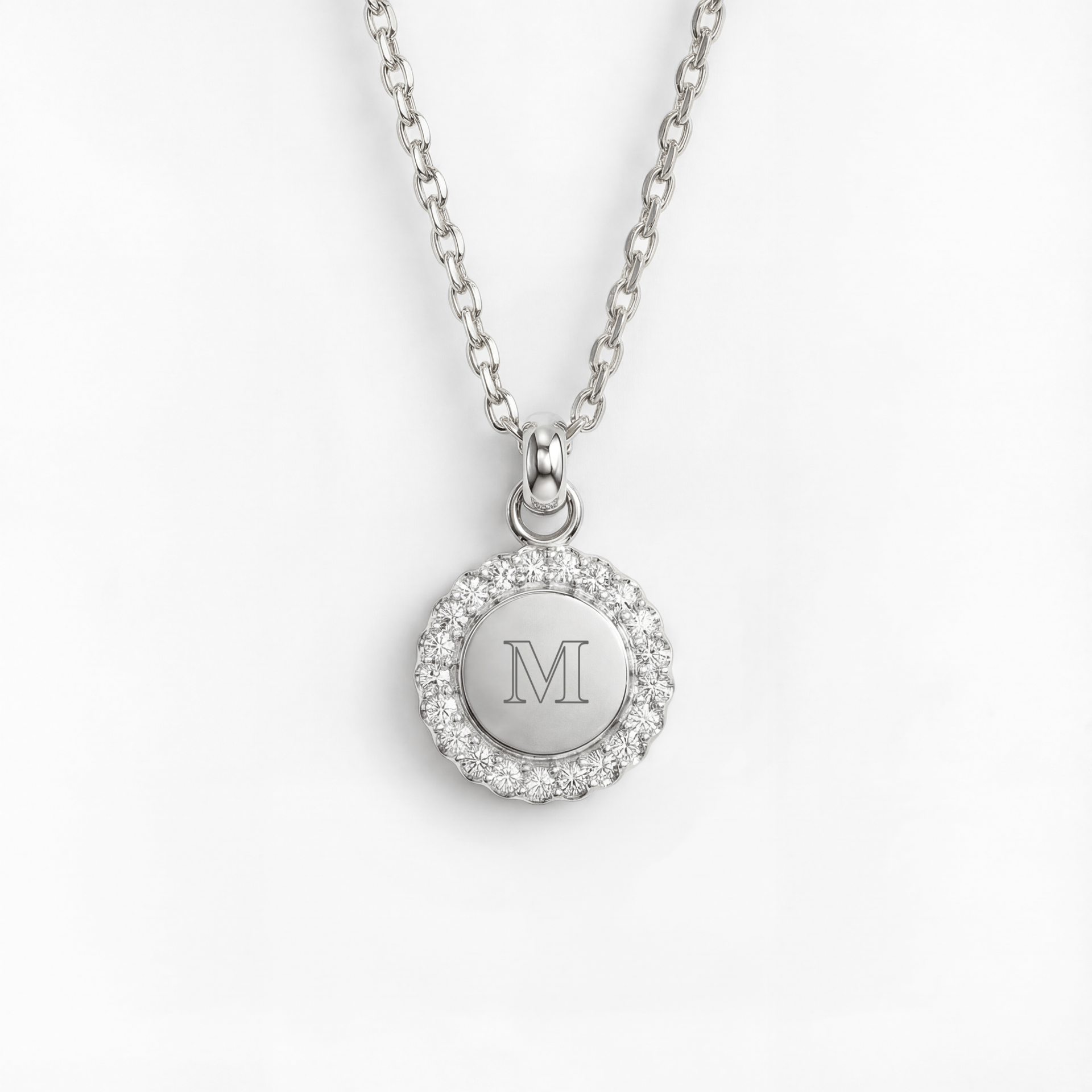 Krystal Halskæde med Bogstav Sølvbelagt