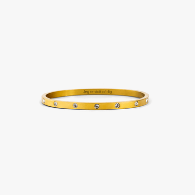 Classic Krystal Dot Armbånd i guld m. indgravering