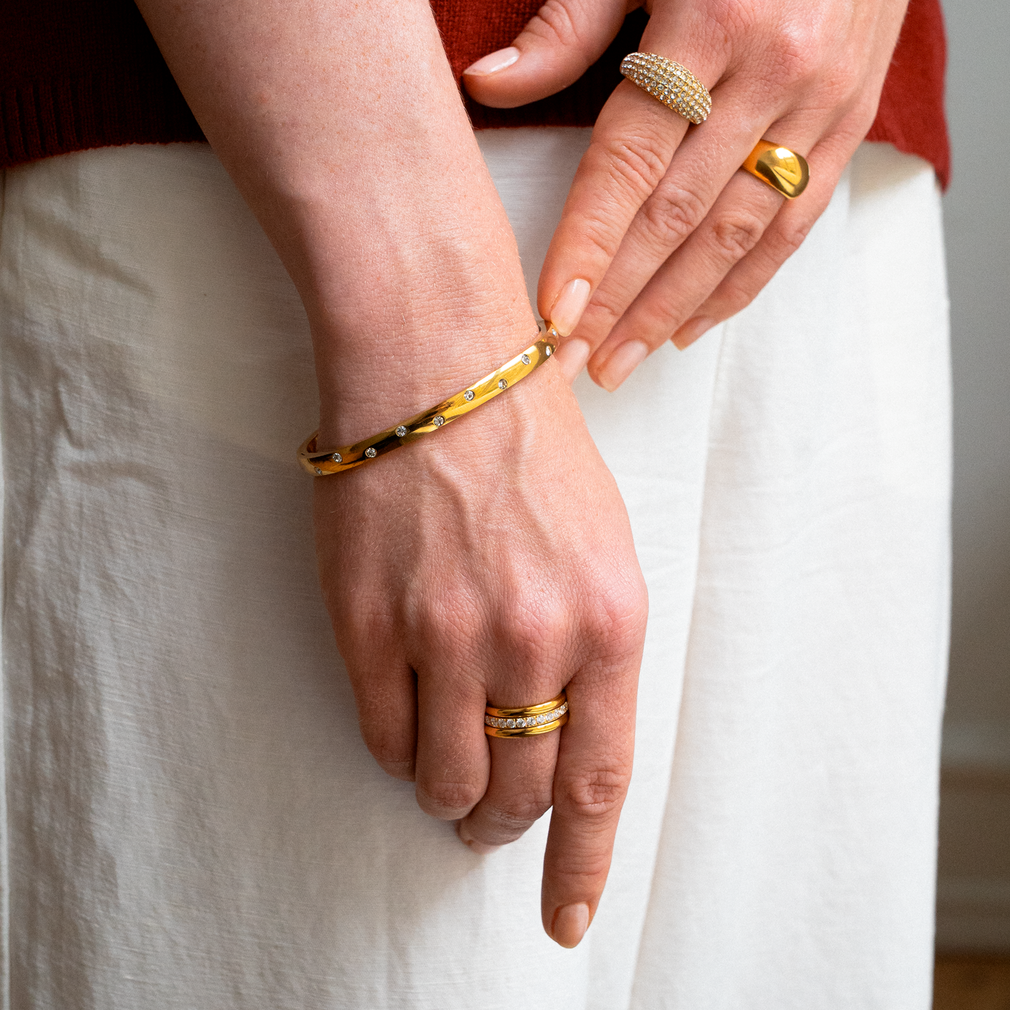 Flow Krystal Dot Armbånd Guldbelagt