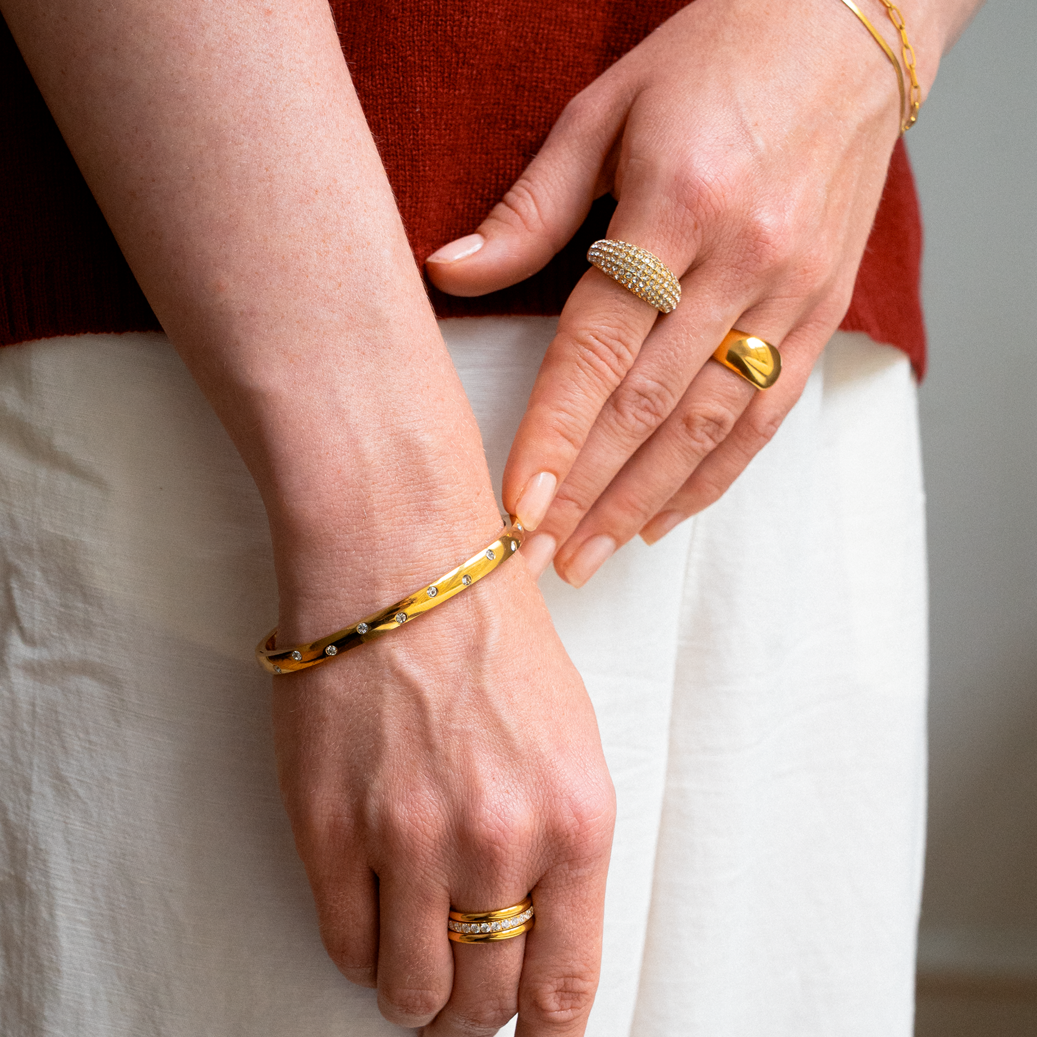 Krystal Dome Ring Guldbelagt