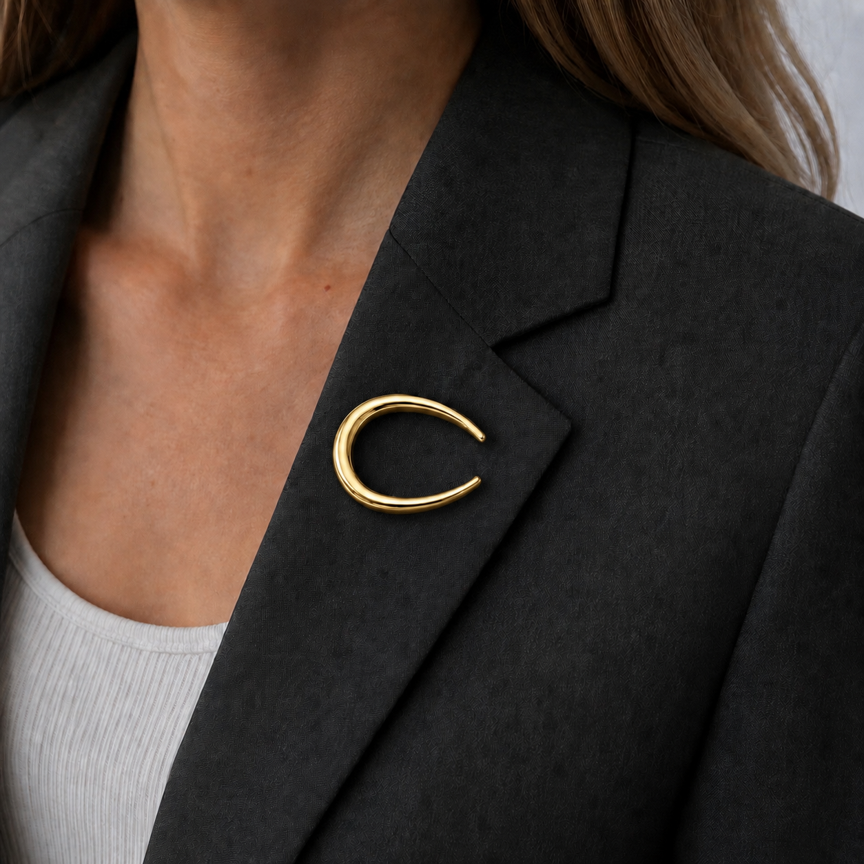 Måne Broche Guldbelagt