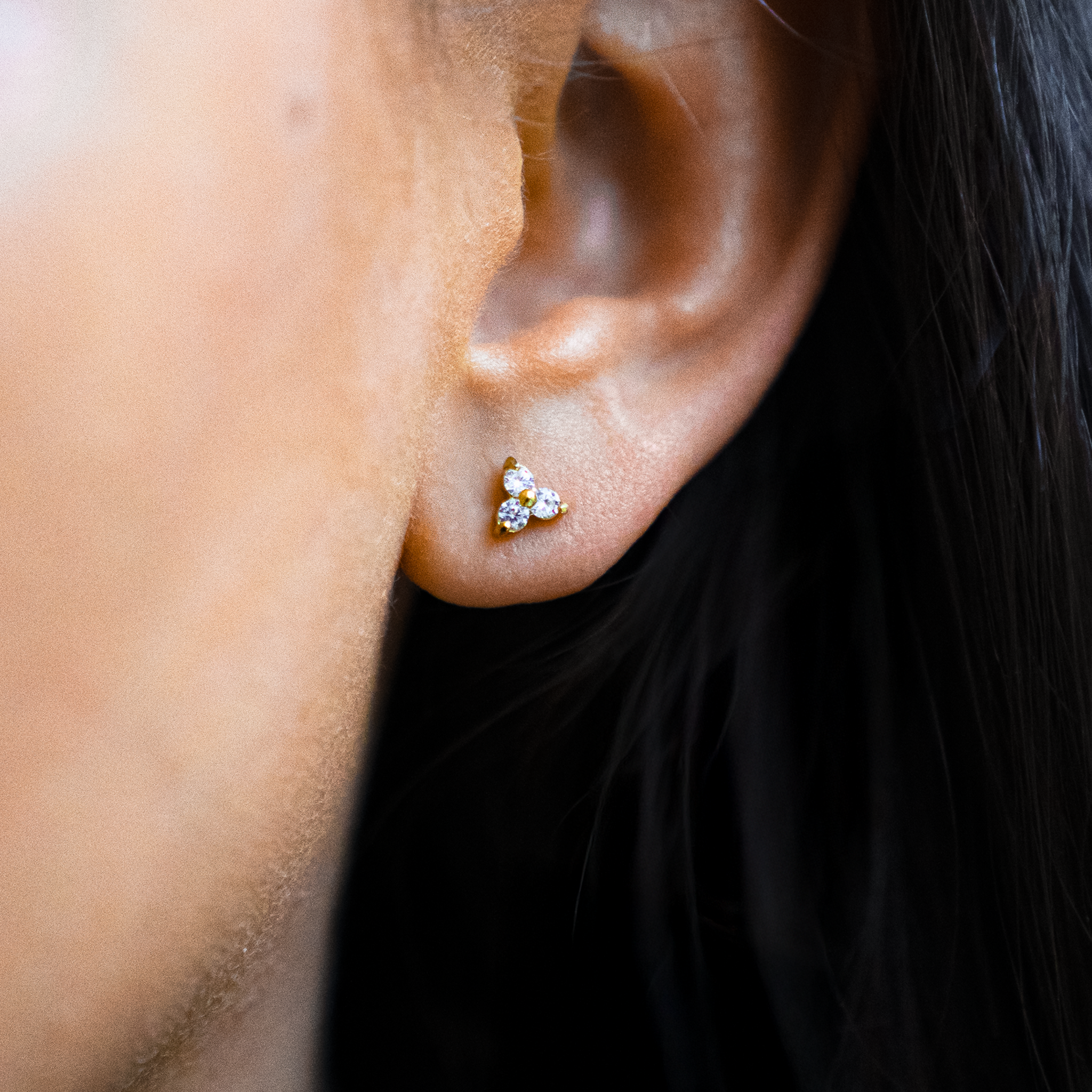 Trinity Krystal Stud Guldbelagt