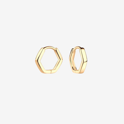 Hexagon Hoop Øreringe Guldbelagt