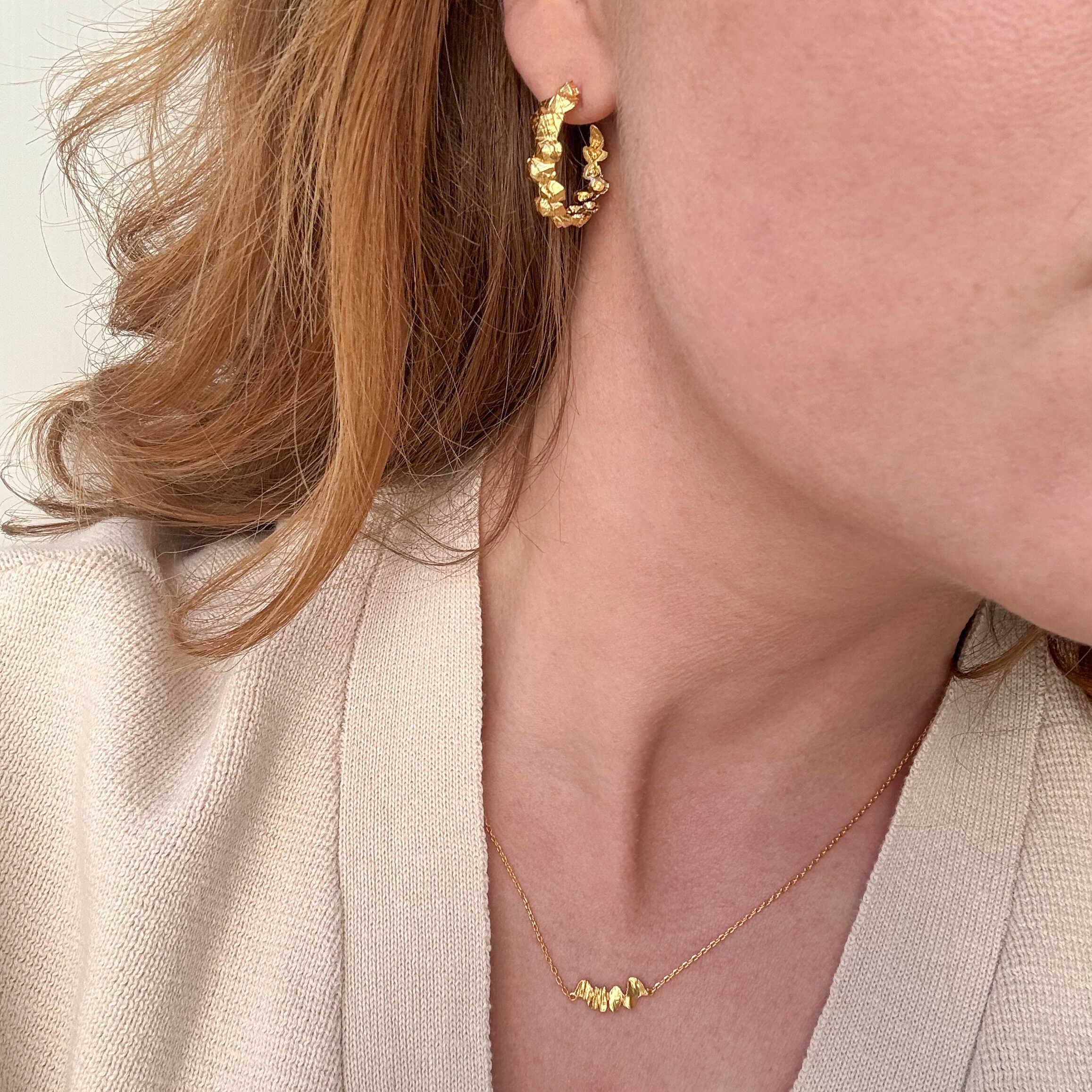 Chunky Edge Hoop Guldbelagt