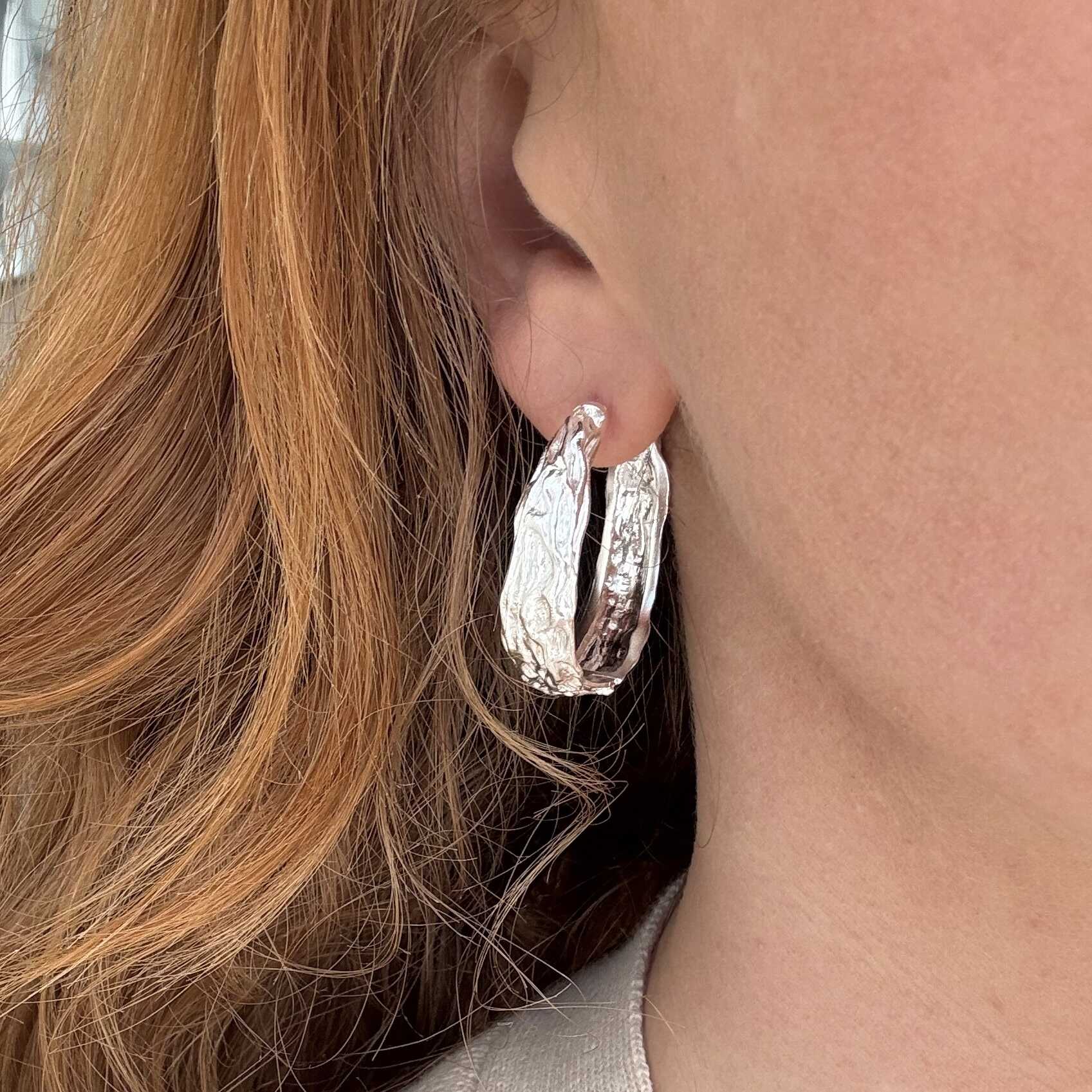 Melted Hoop 33 mm Sølv