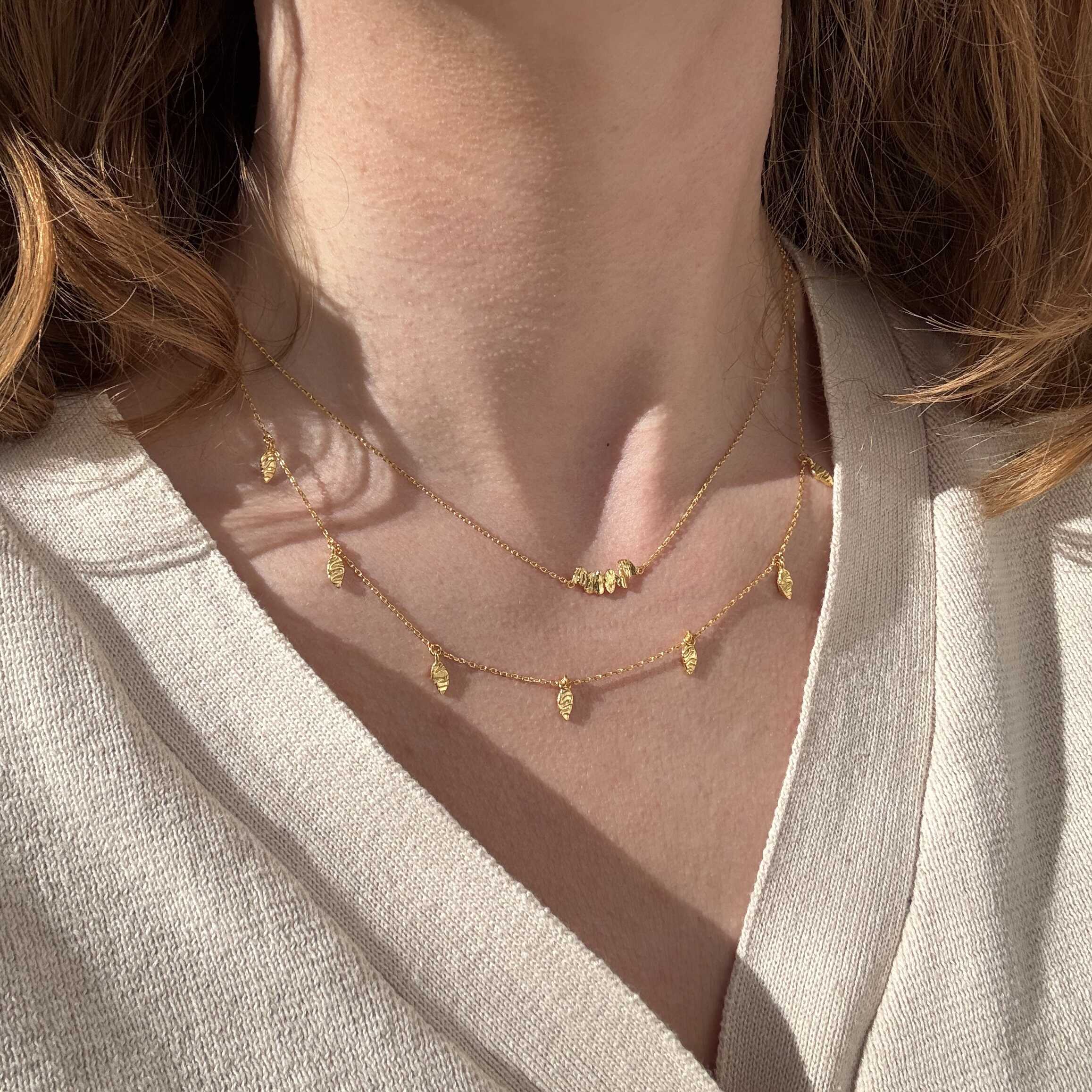 Wave Plade Halskæde Guldbelagt