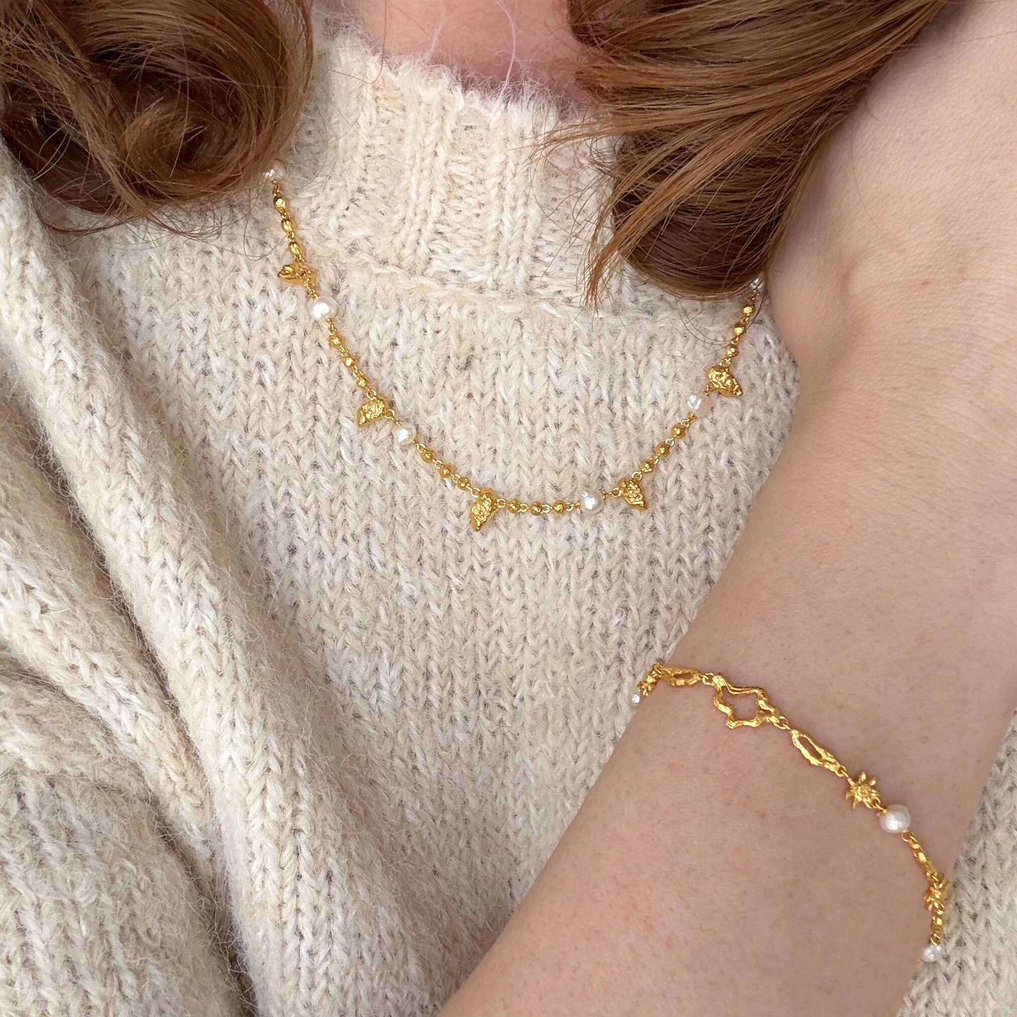 Solis Perlearmbånd Guldbelagt