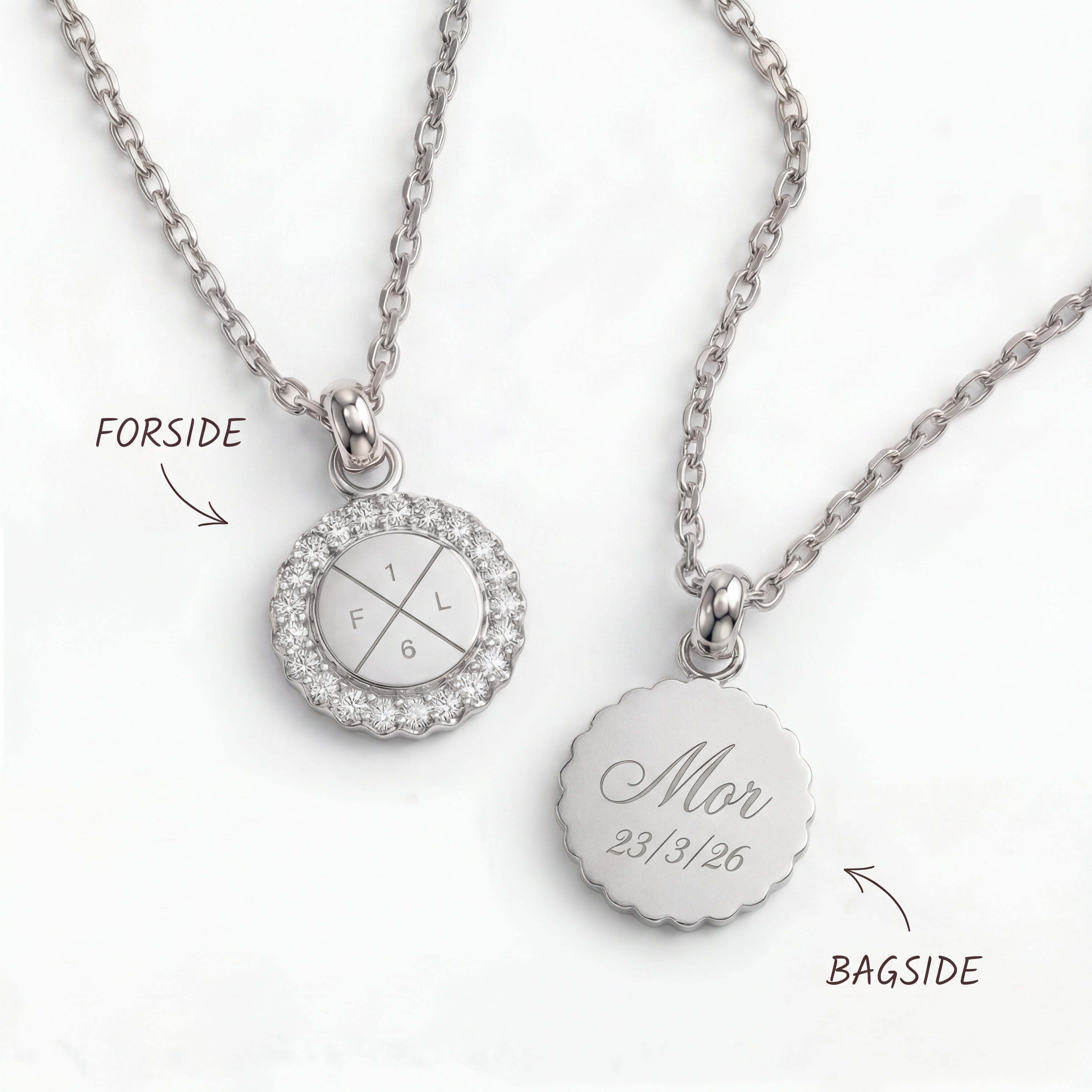 Krystal Halskæde med Initialer Sølvbelagt