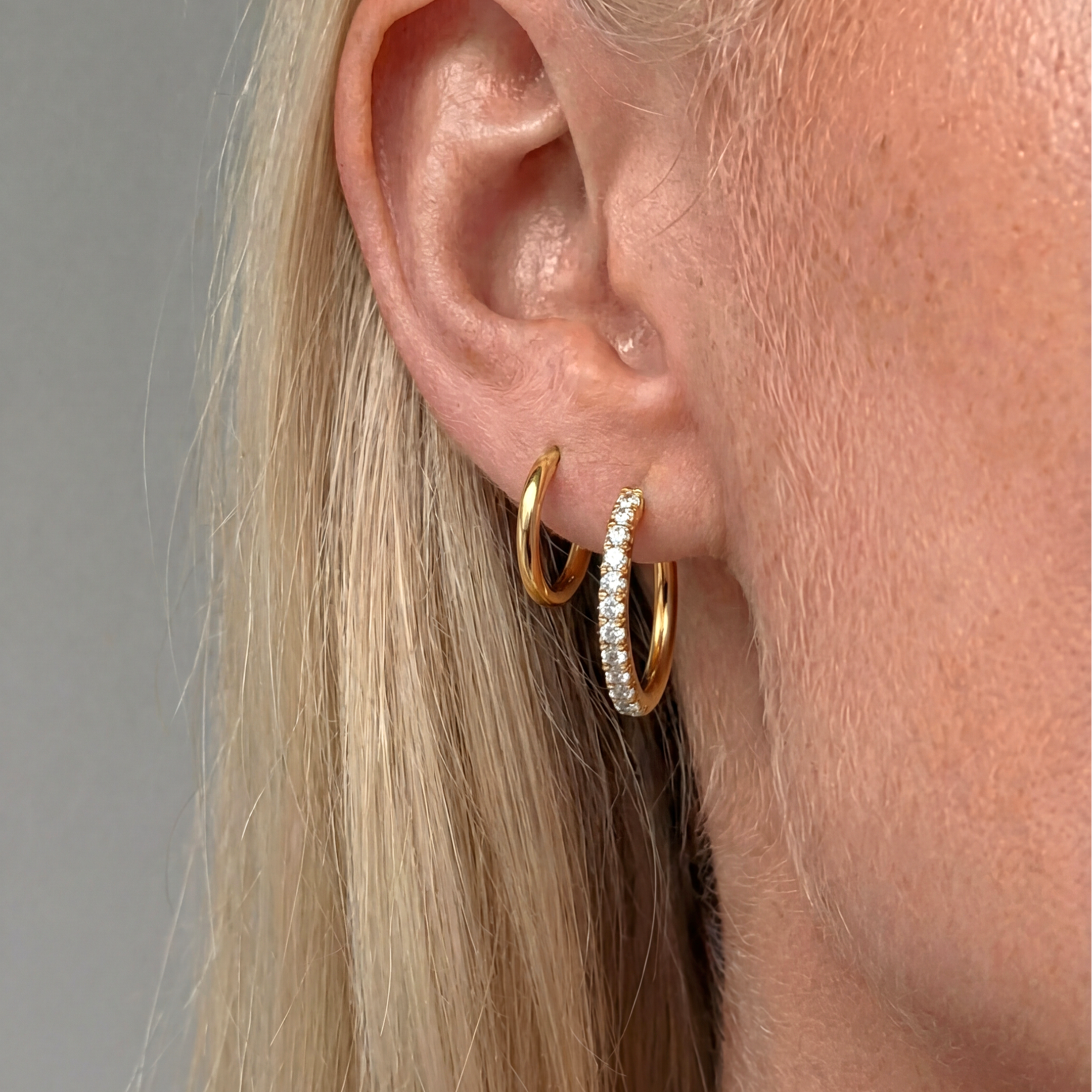 Krystal Øreringe 18K Guldbelagt 16mm