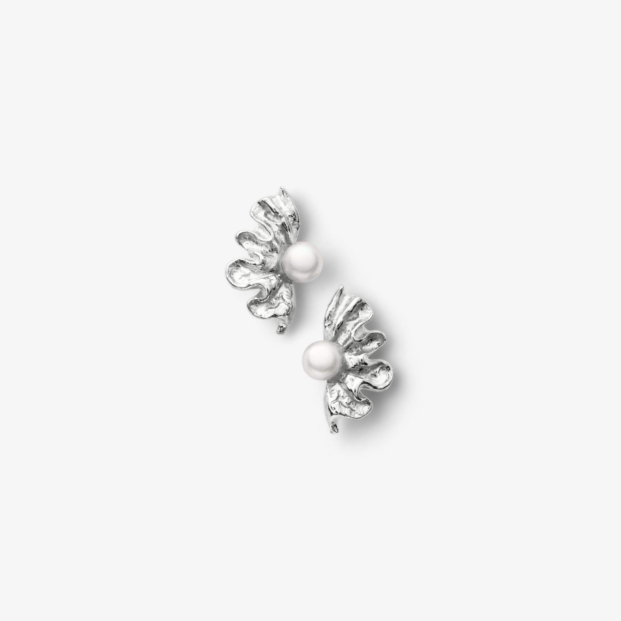 Wave Perle Stud Sølvbelagt