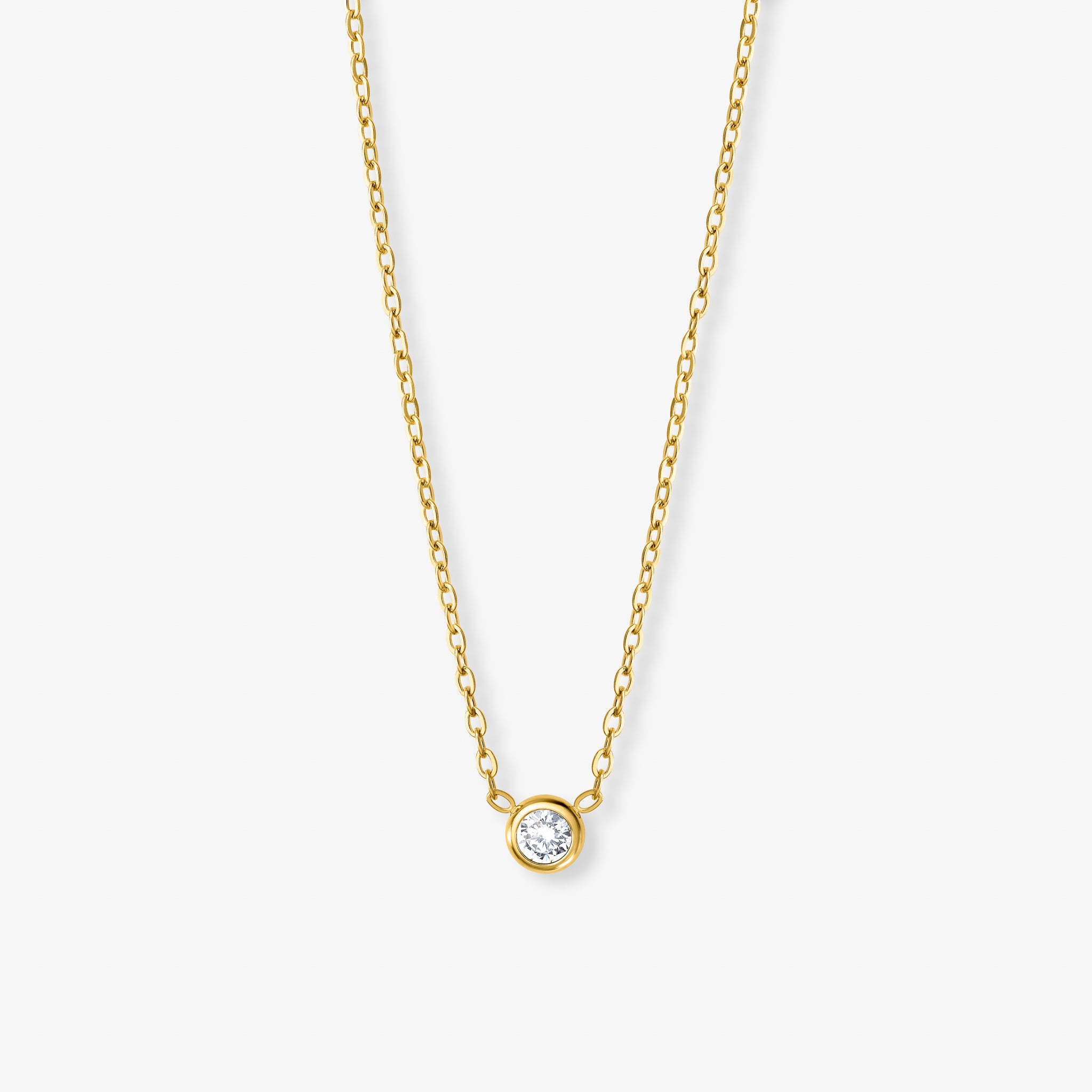 Rund Krystal Halskæde Guldbelagt