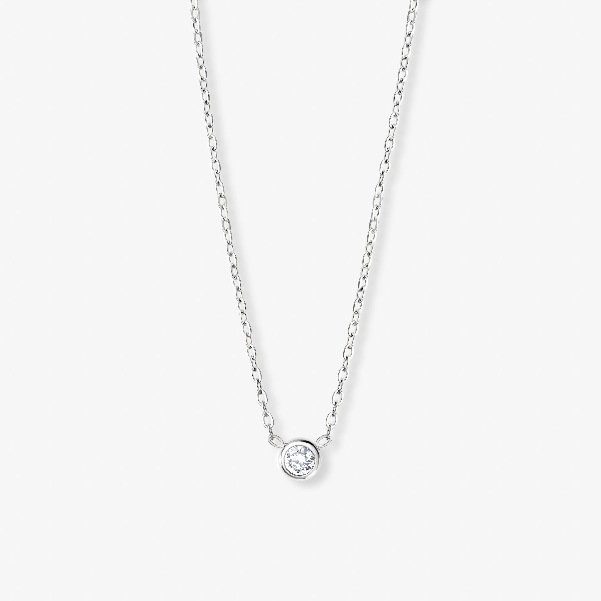 Rund krystal halskæde Sølvfarvet