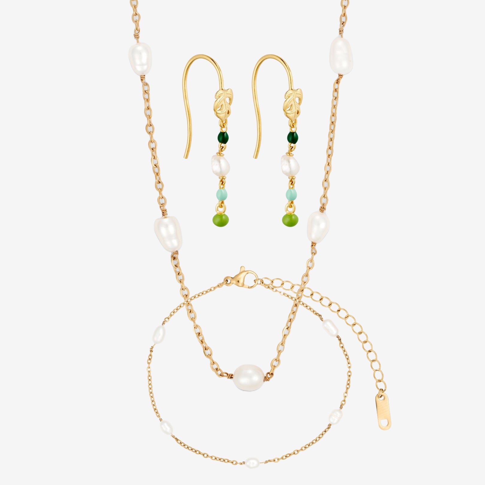 Perle Grøn Dangle Sæt