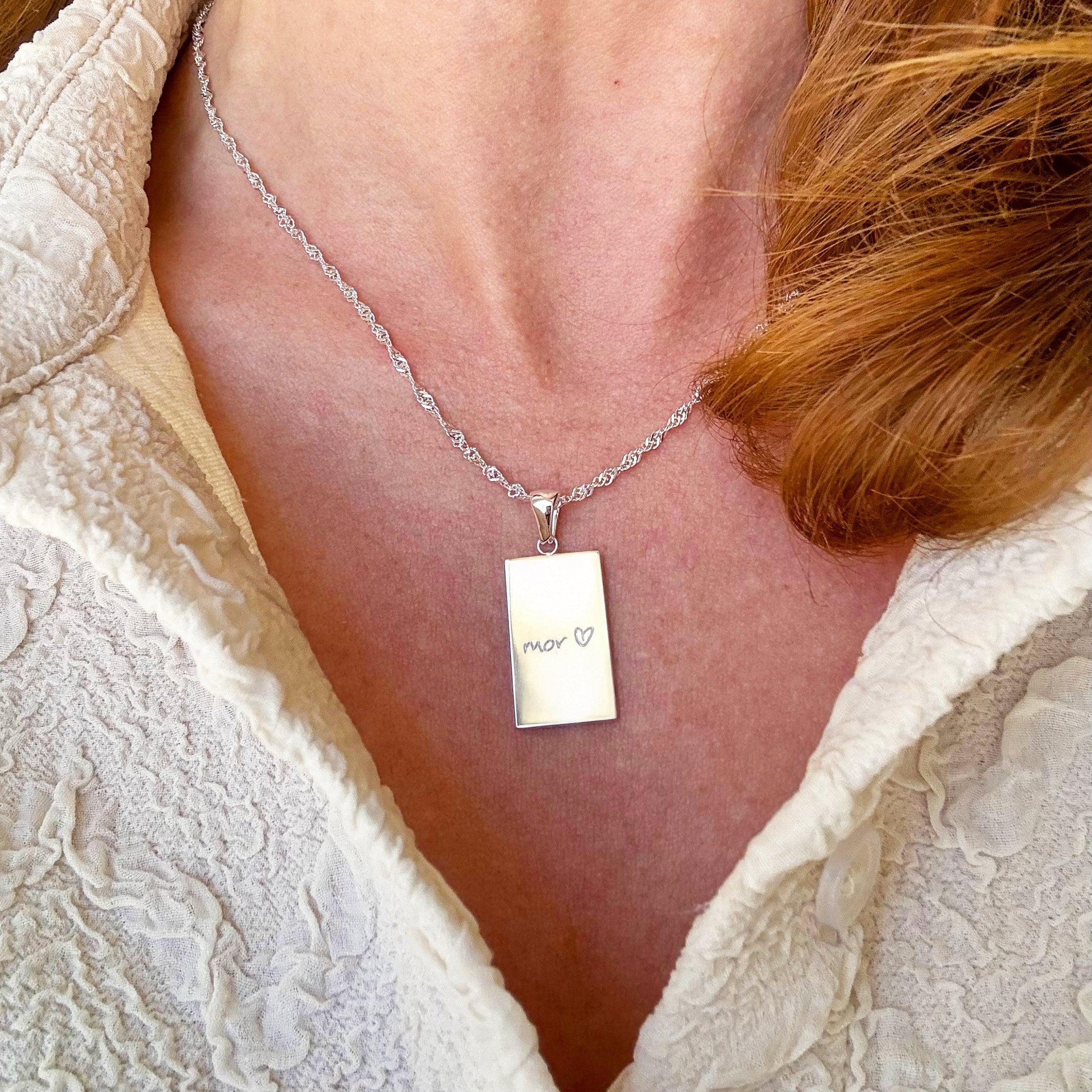 Indgraveret Mors Dag Sølv Halskæde