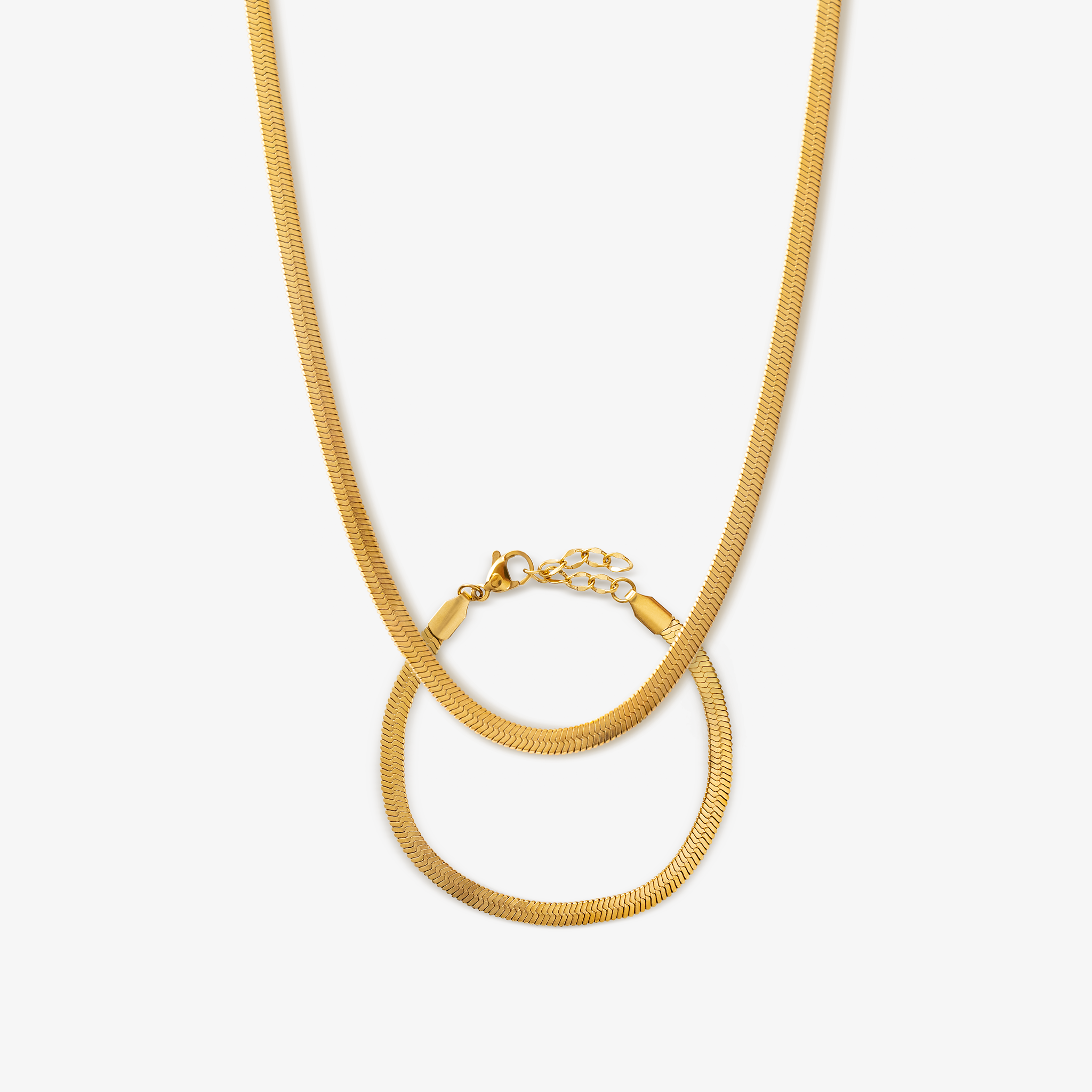 Flad Slange Armbånd 4mm Guldbelagt