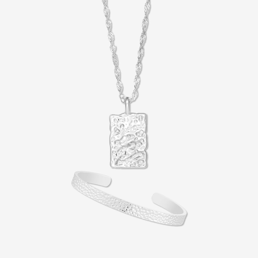 Hamret Sølvbelagt Sæt