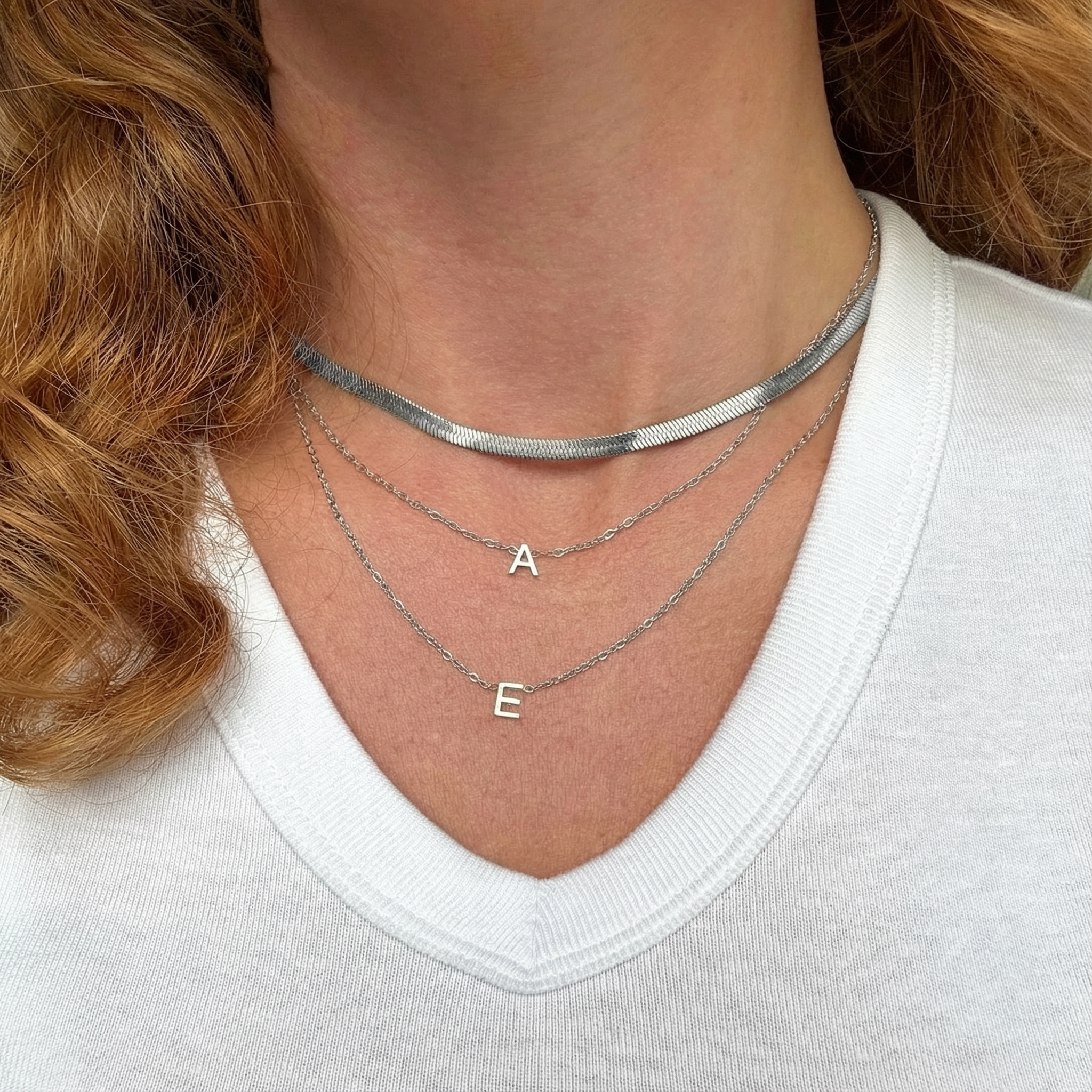 Bogstav Halskæde Sølvfarvet