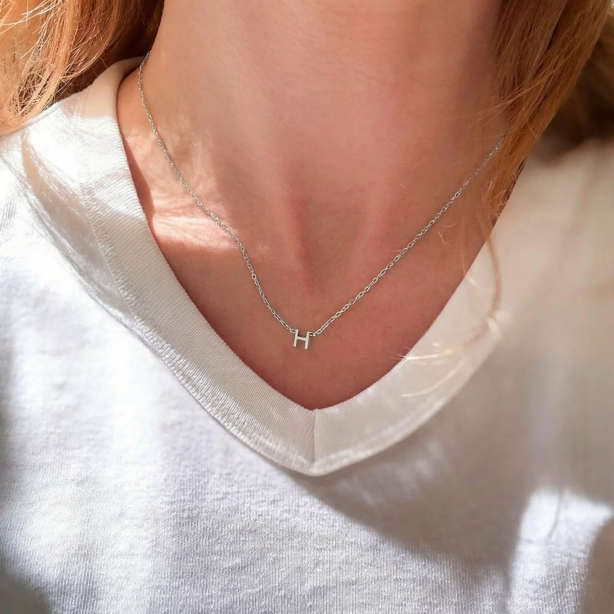 Bogstav Halskæde Sølvfarvet
